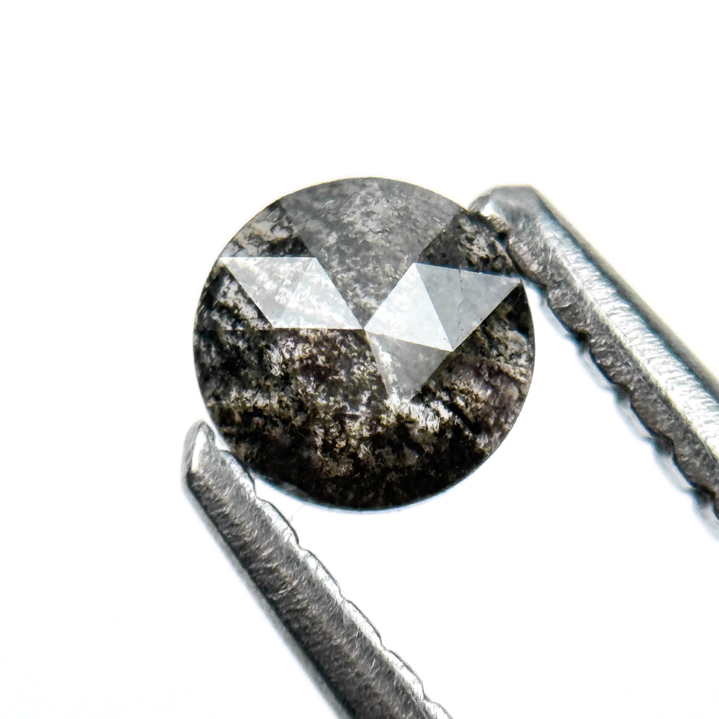 0.27 Ct Round Rose Cut Black Natural Salt and Pepper Diamond