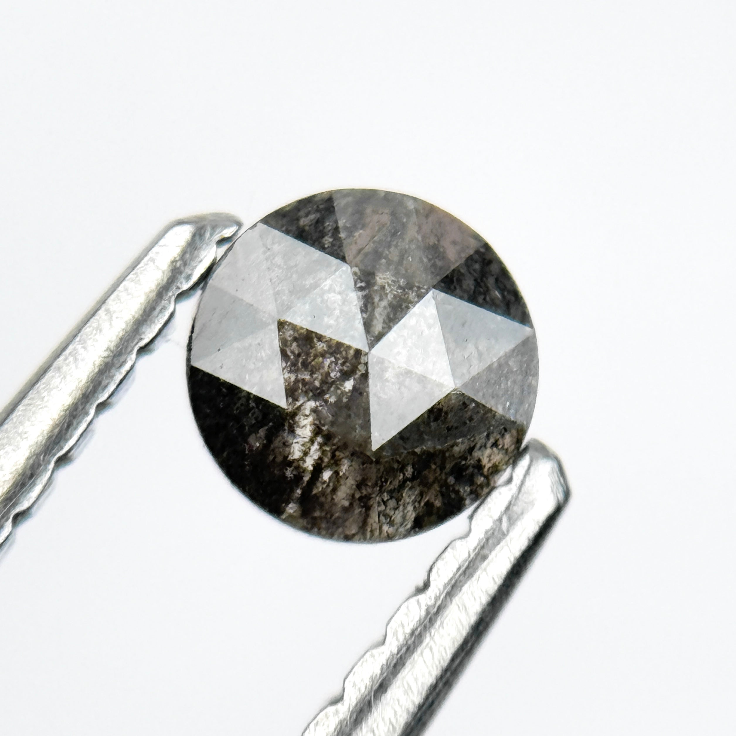 0.27 Ct Round Rose Cut Black Natural Salt and Pepper Diamond