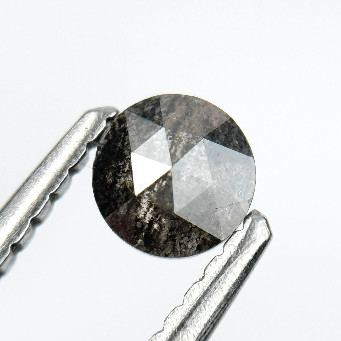 0.27 Ct Round Rose Cut Black Natural Salt and Pepper Diamond