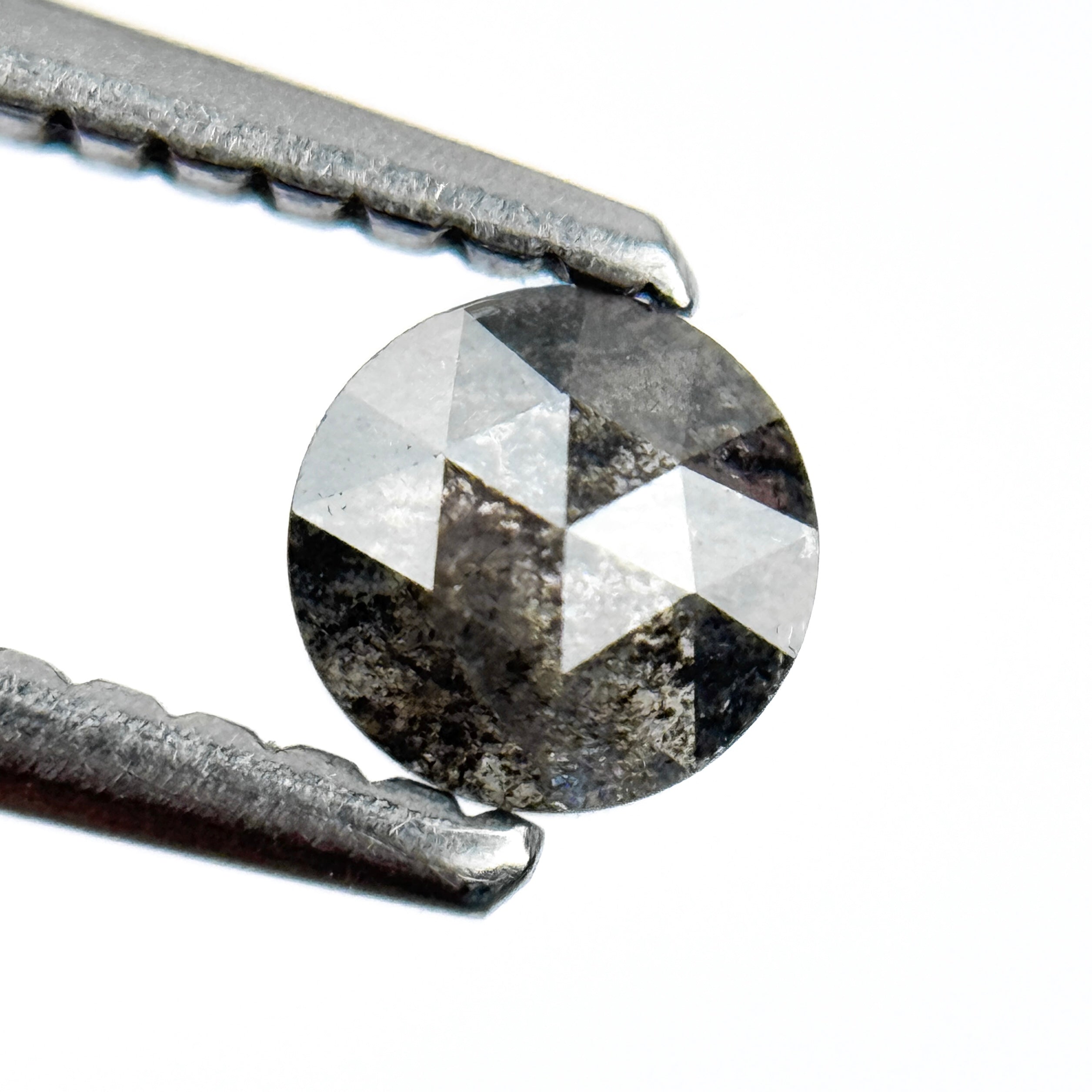 0.27 Ct Round Rose Cut Black Natural Salt and Pepper Diamond