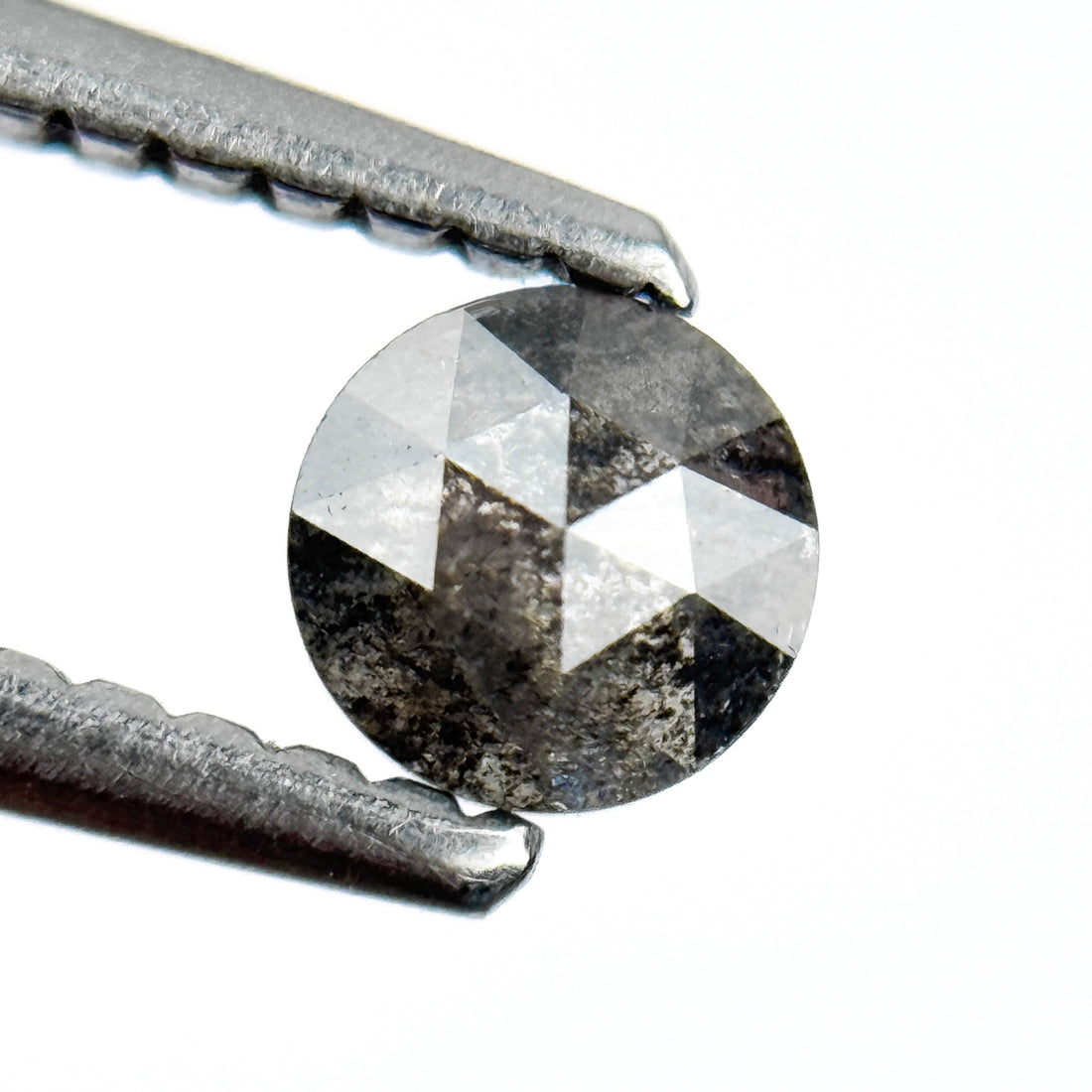 0.27 Ct Round Rose Cut Black Natural Salt and Pepper Diamond