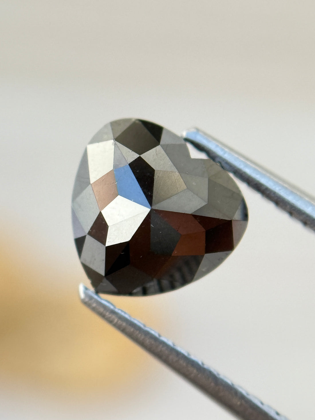 2.89 Ct Heart Rose Cut Black Natural Salt and Pepper Diamond