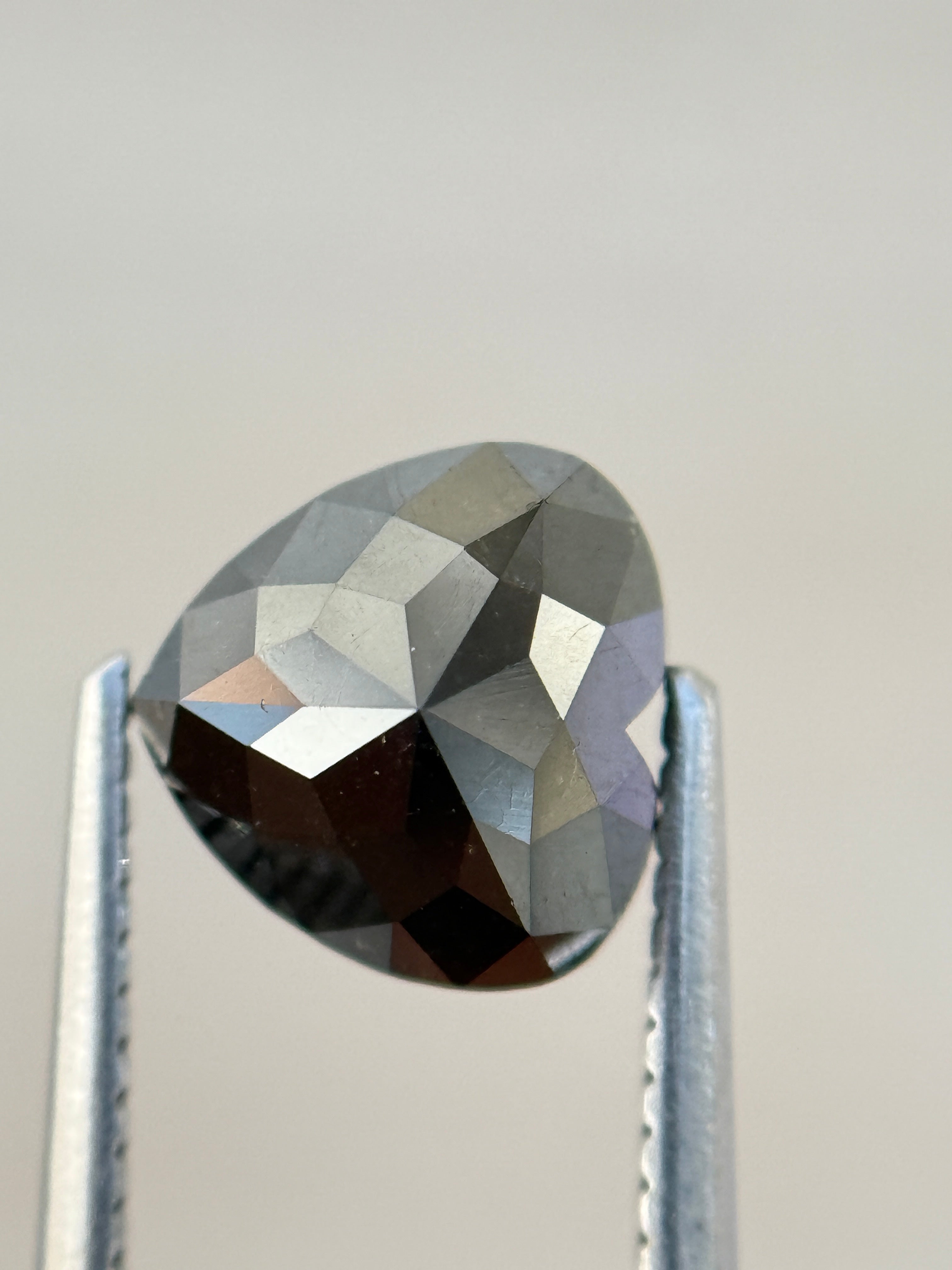 2.89 Ct Heart Rose Cut Black Natural Salt and Pepper Diamond