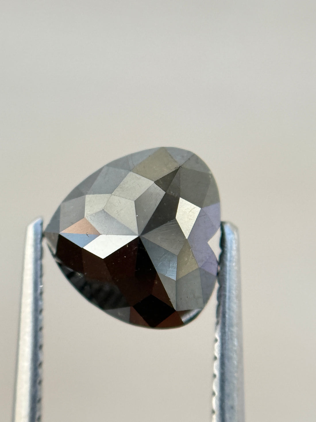 2.89 Ct Heart Rose Cut Black Natural Salt and Pepper Diamond
