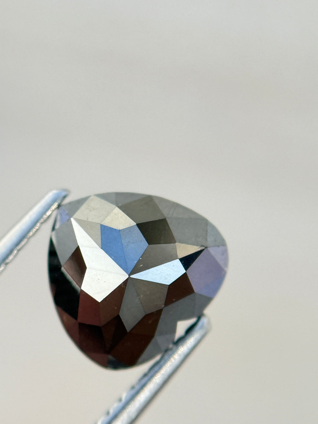 2.89 Ct Heart Rose Cut Black Natural Salt and Pepper Diamond