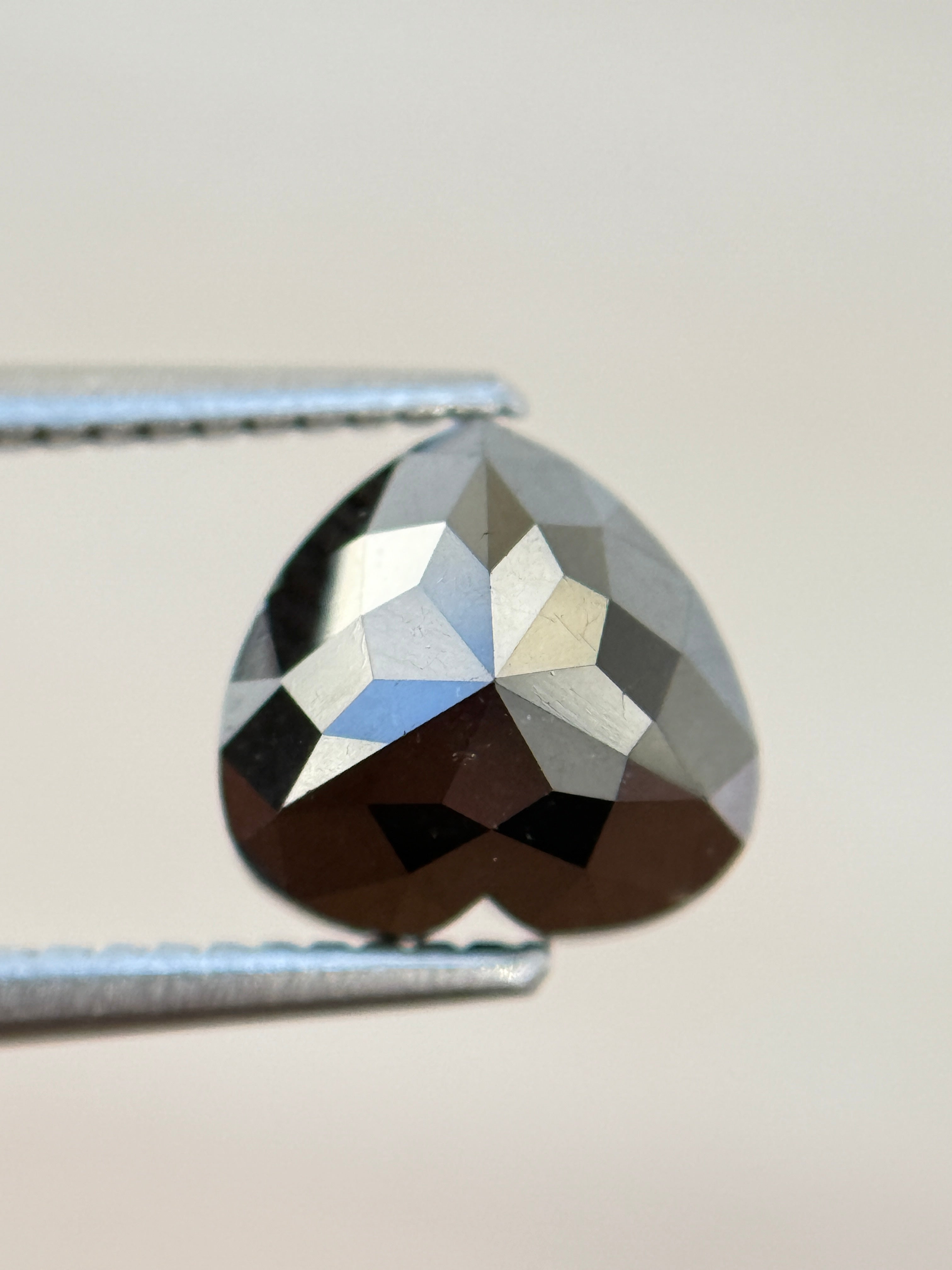 2.89 Ct Heart Rose Cut Black Natural Salt and Pepper Diamond