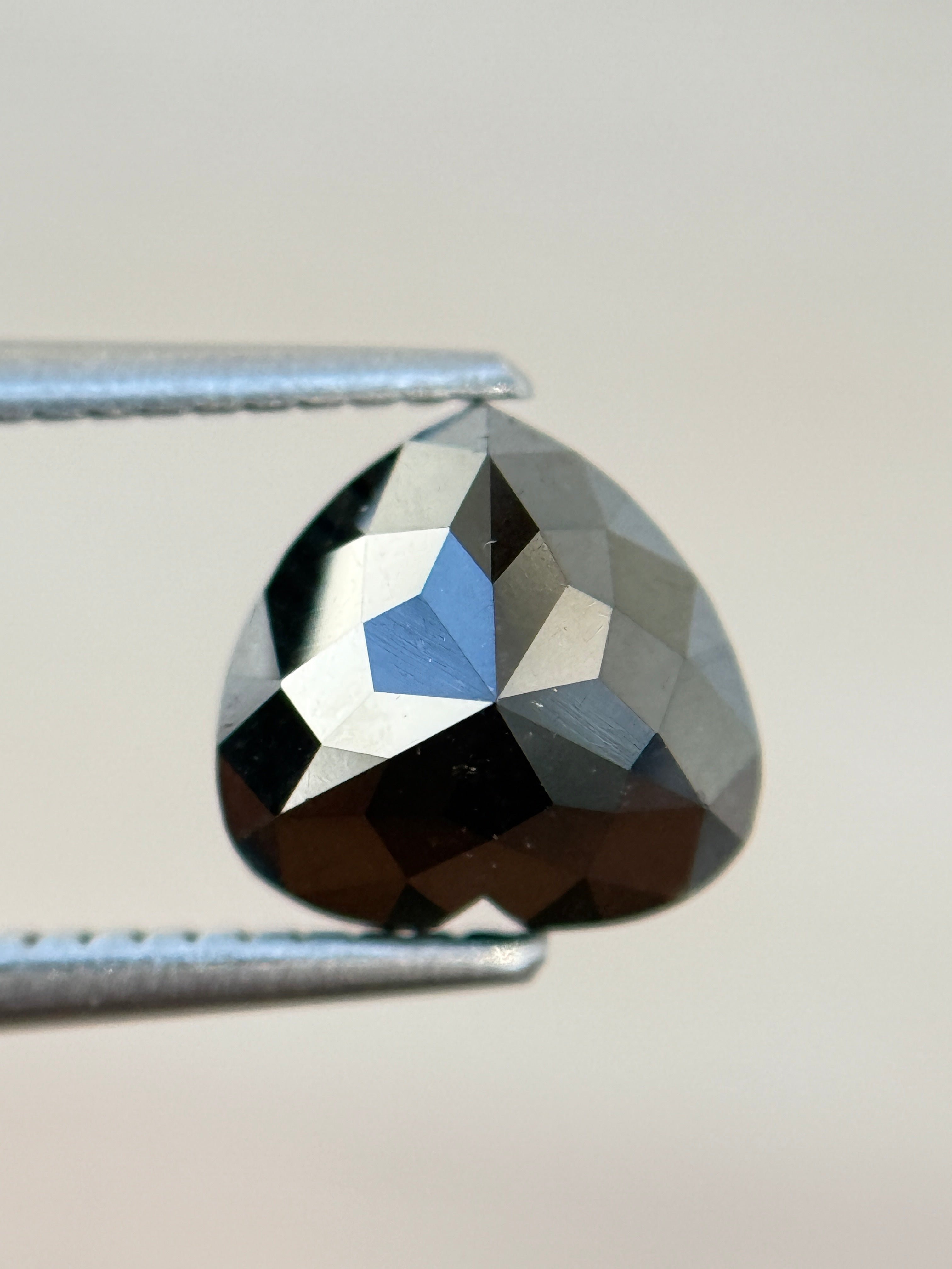 2.89 Ct Heart Rose Cut Black Natural Salt and Pepper Diamond