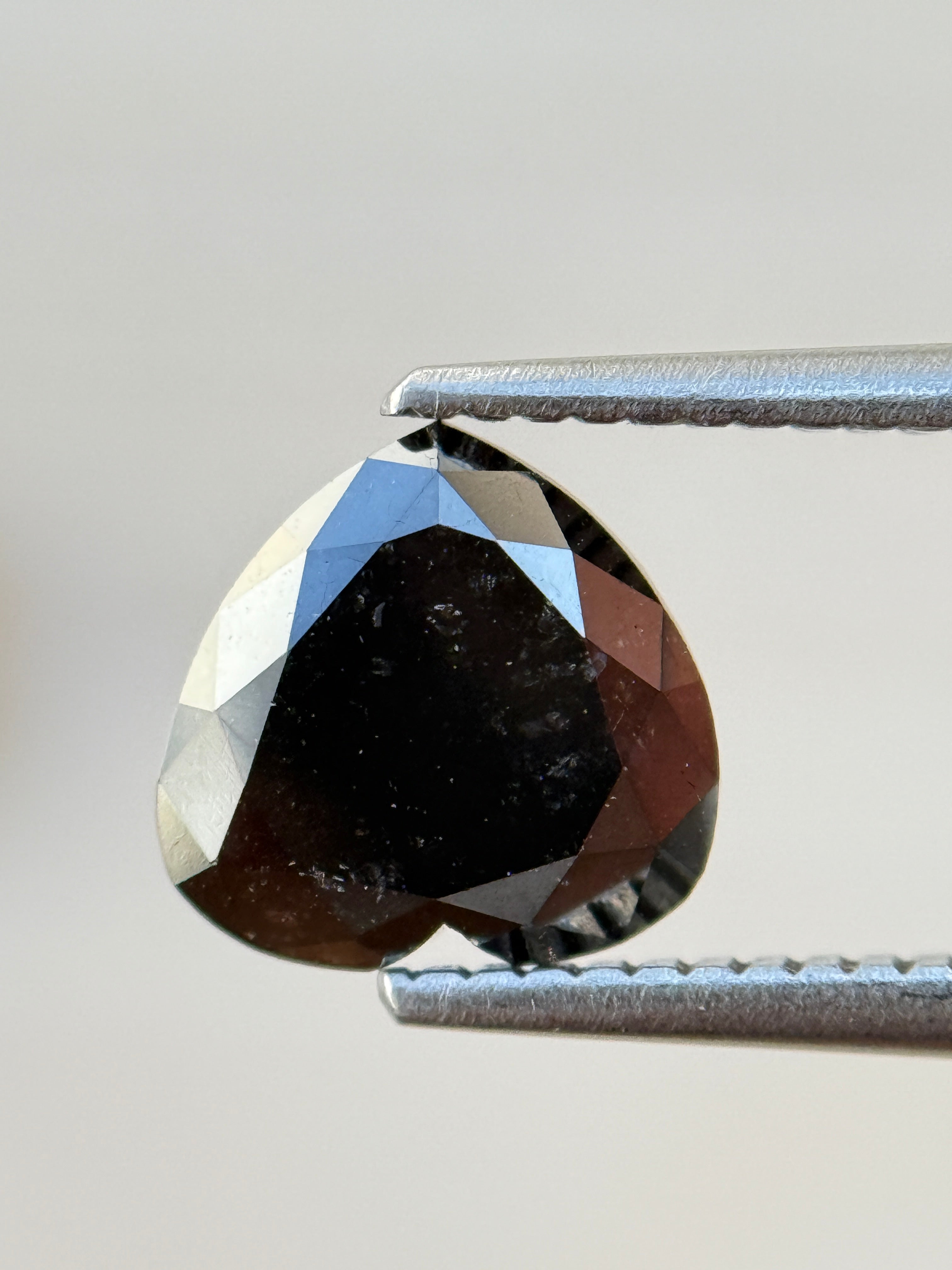 2.89 Ct Heart Rose Cut Black Natural Salt and Pepper Diamond