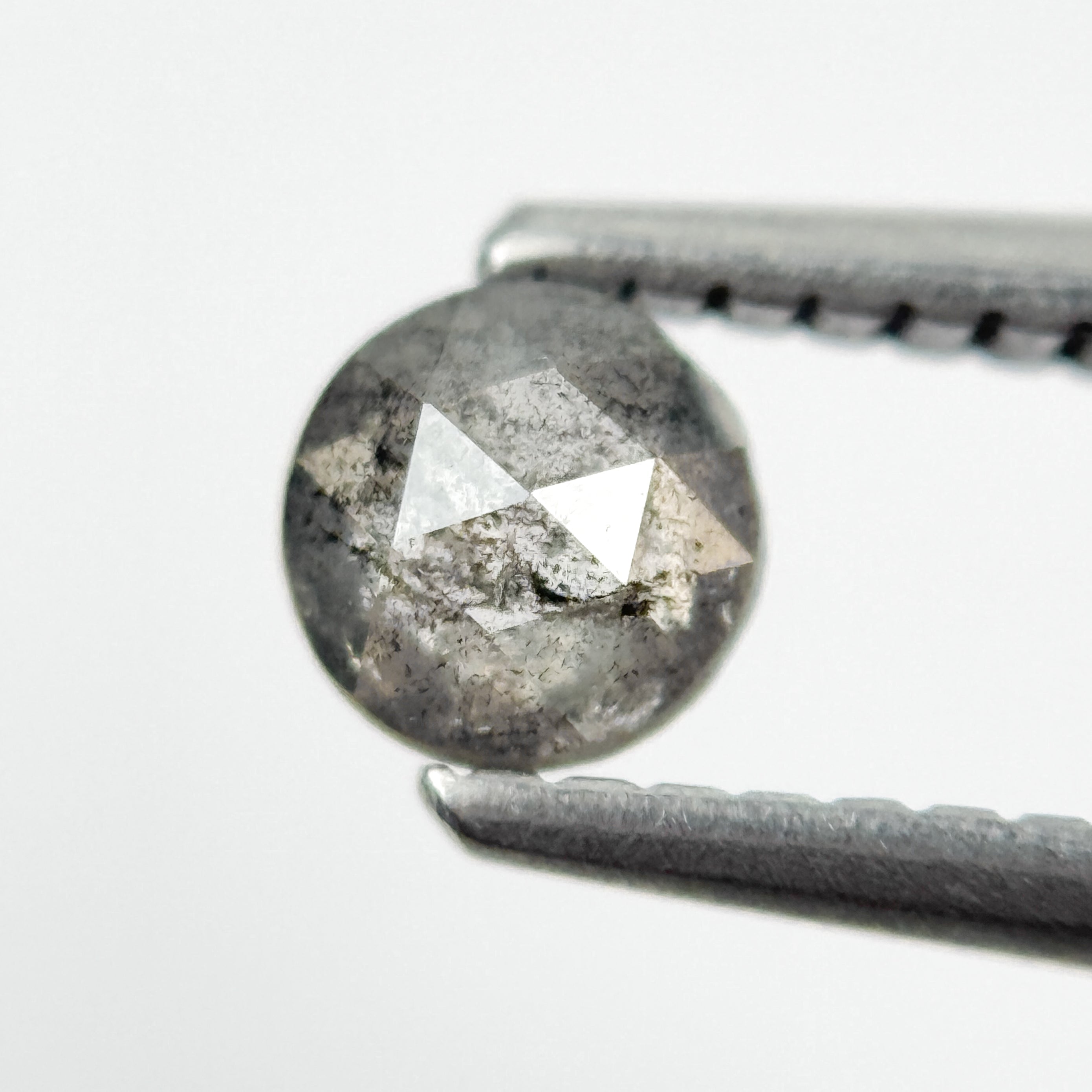0.34 Ct Round Rose Cut Grey Natural Salt and Pepper Diamond