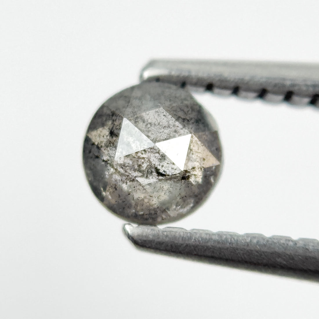 0.34 Ct Round Rose Cut Grey Natural Salt and Pepper Diamond