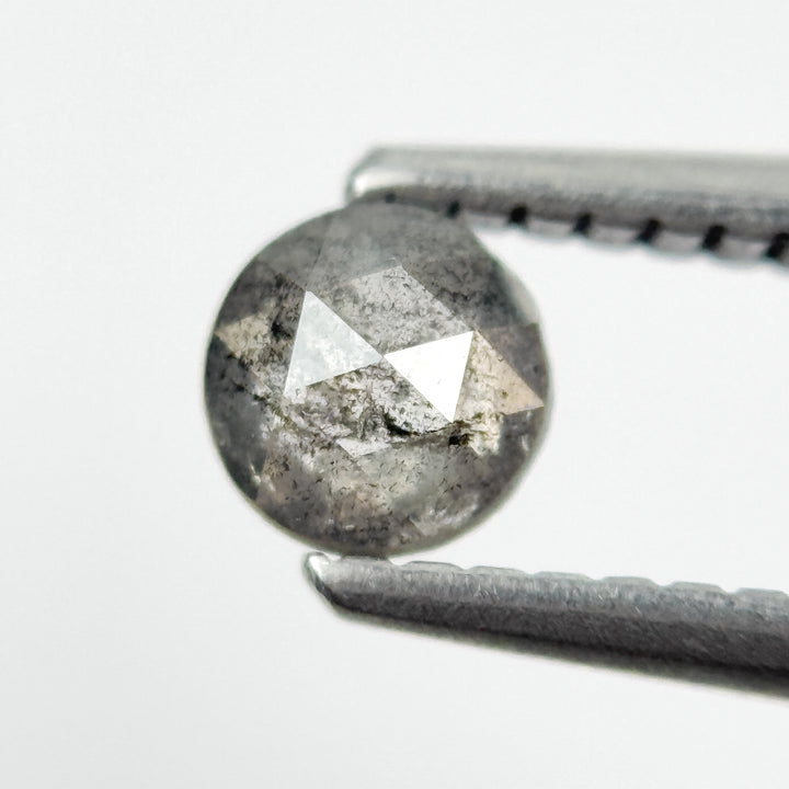 0.34 Ct Round Rose Cut Grey Natural Salt and Pepper Diamond