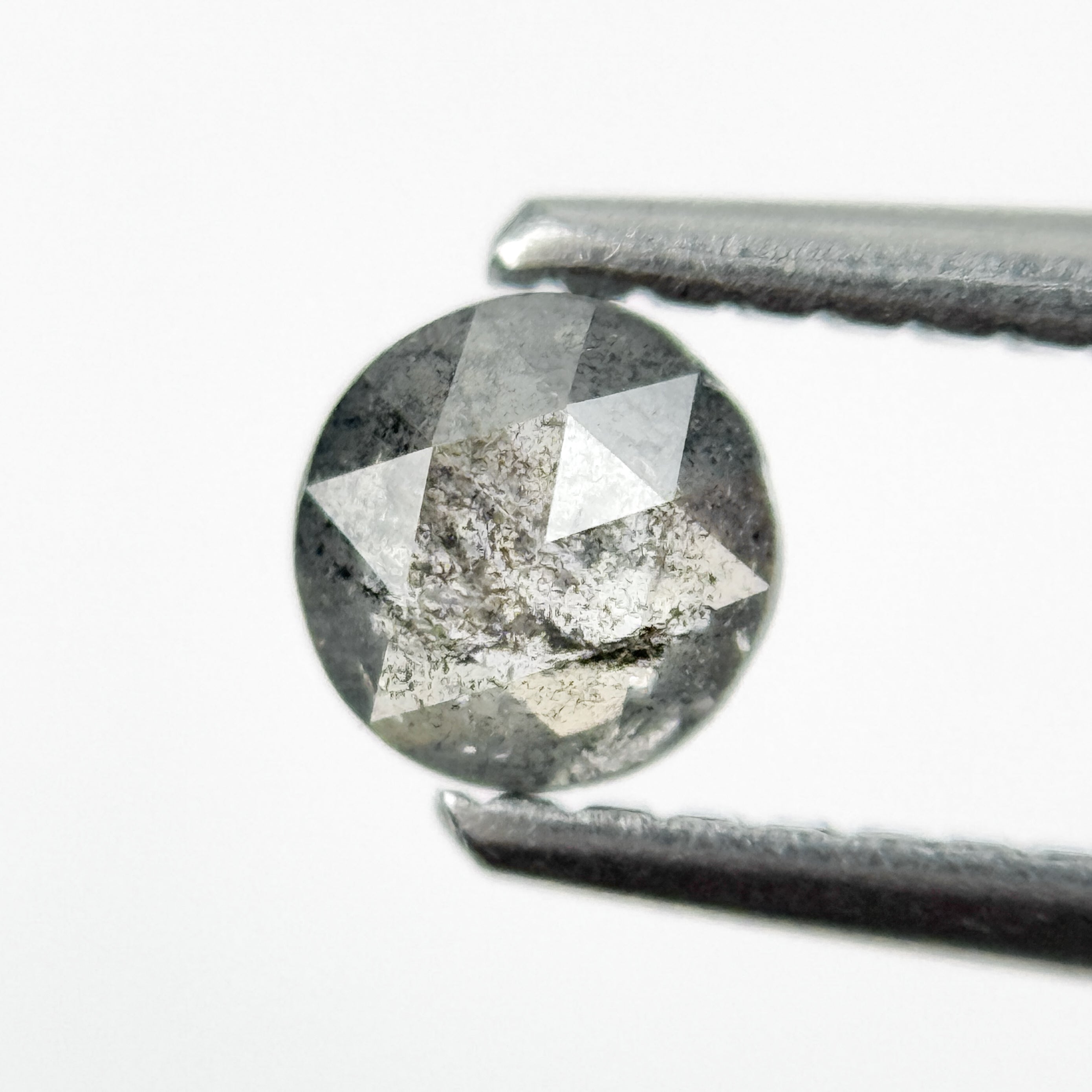 0.34 Ct Round Rose Cut Grey Natural Salt and Pepper Diamond