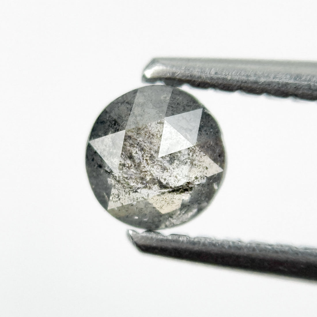 0.34 Ct Round Rose Cut Grey Natural Salt and Pepper Diamond