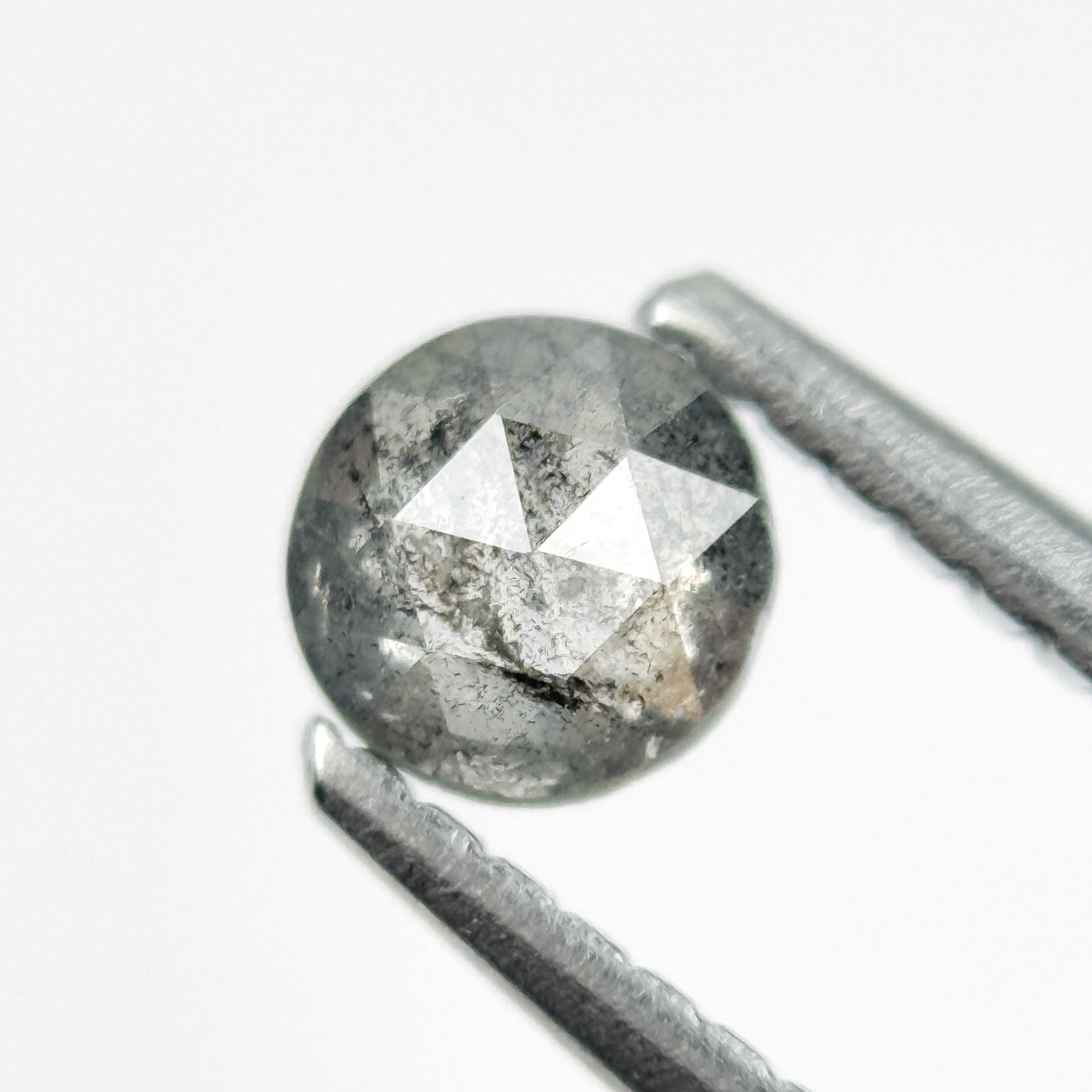 0.34 Ct Round Rose Cut Grey Natural Salt and Pepper Diamond