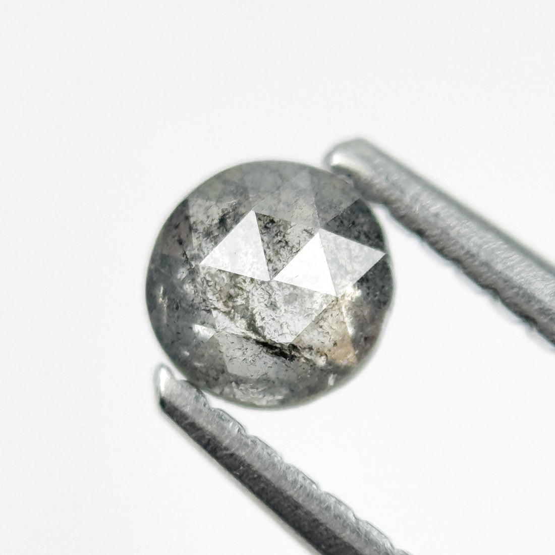 0.34 Ct Round Rose Cut Grey Natural Salt and Pepper Diamond