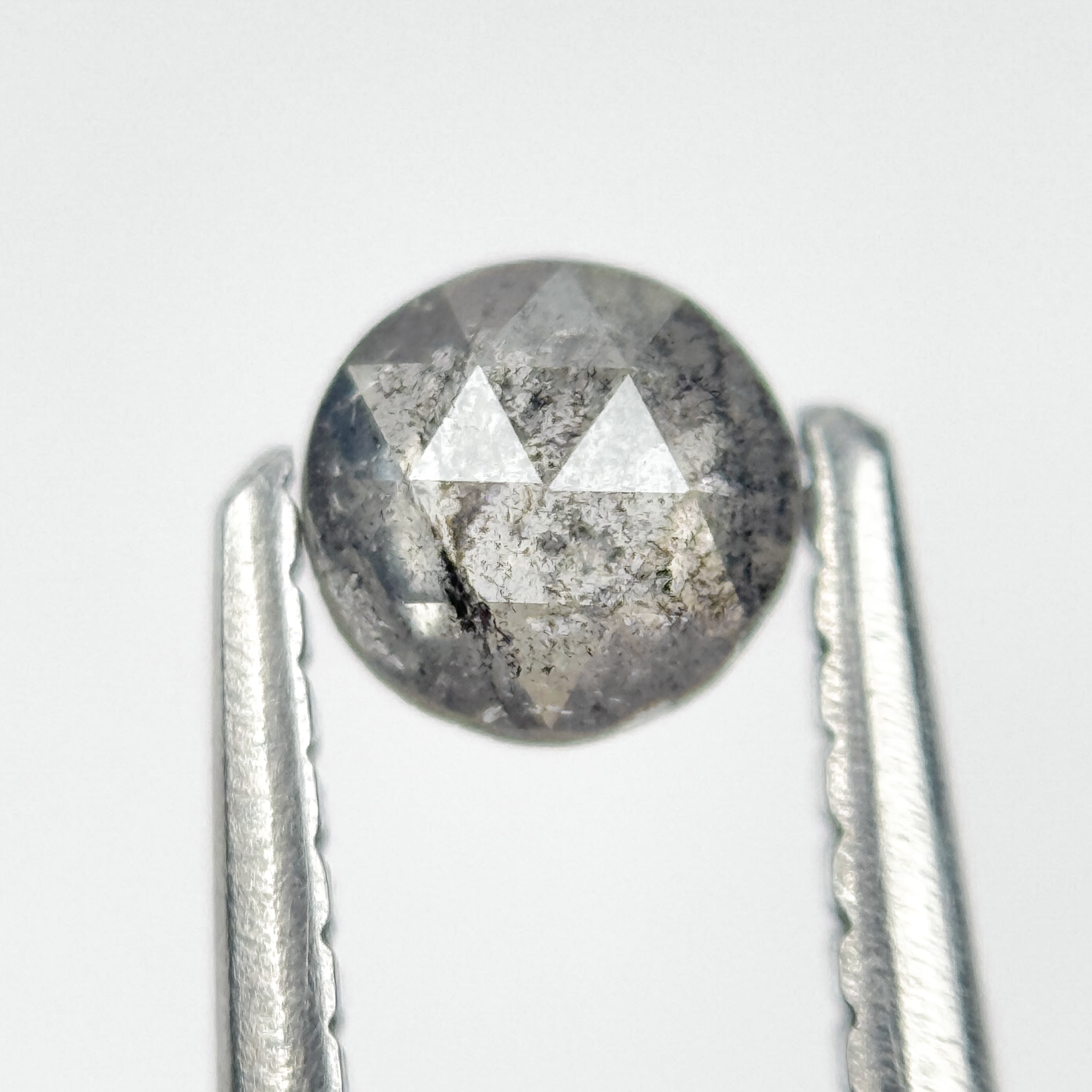 0.34 Ct Round Rose Cut Grey Natural Salt and Pepper Diamond