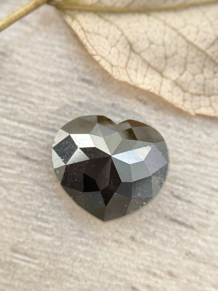 1.64 Ct Heart Rose Cut Black Natural Fancy Diamond