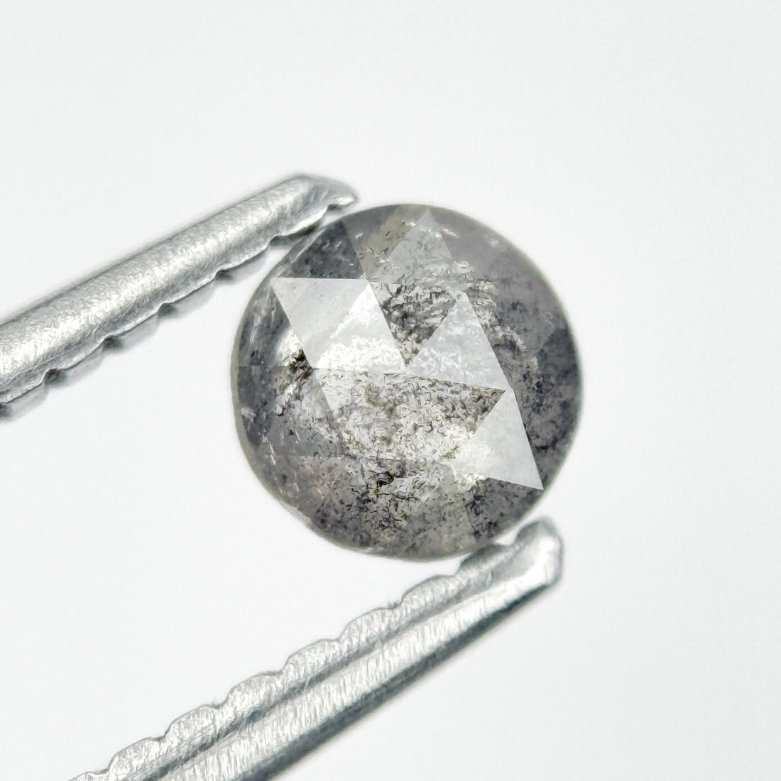 0.34 Ct Round Rose Cut Grey Natural Salt and Pepper Diamond