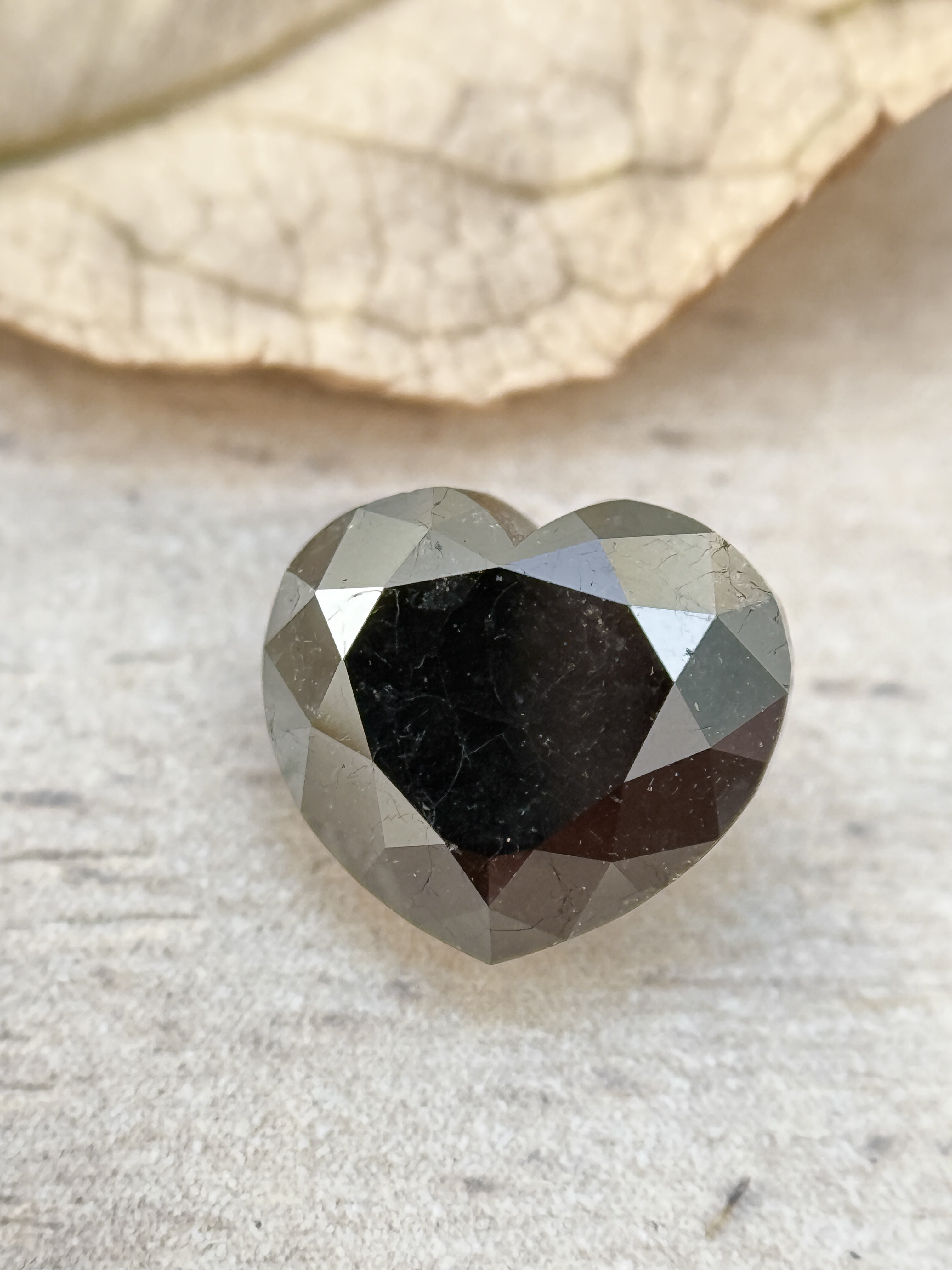 1.64 Ct Heart Rose Cut Black Natural Fancy Diamond