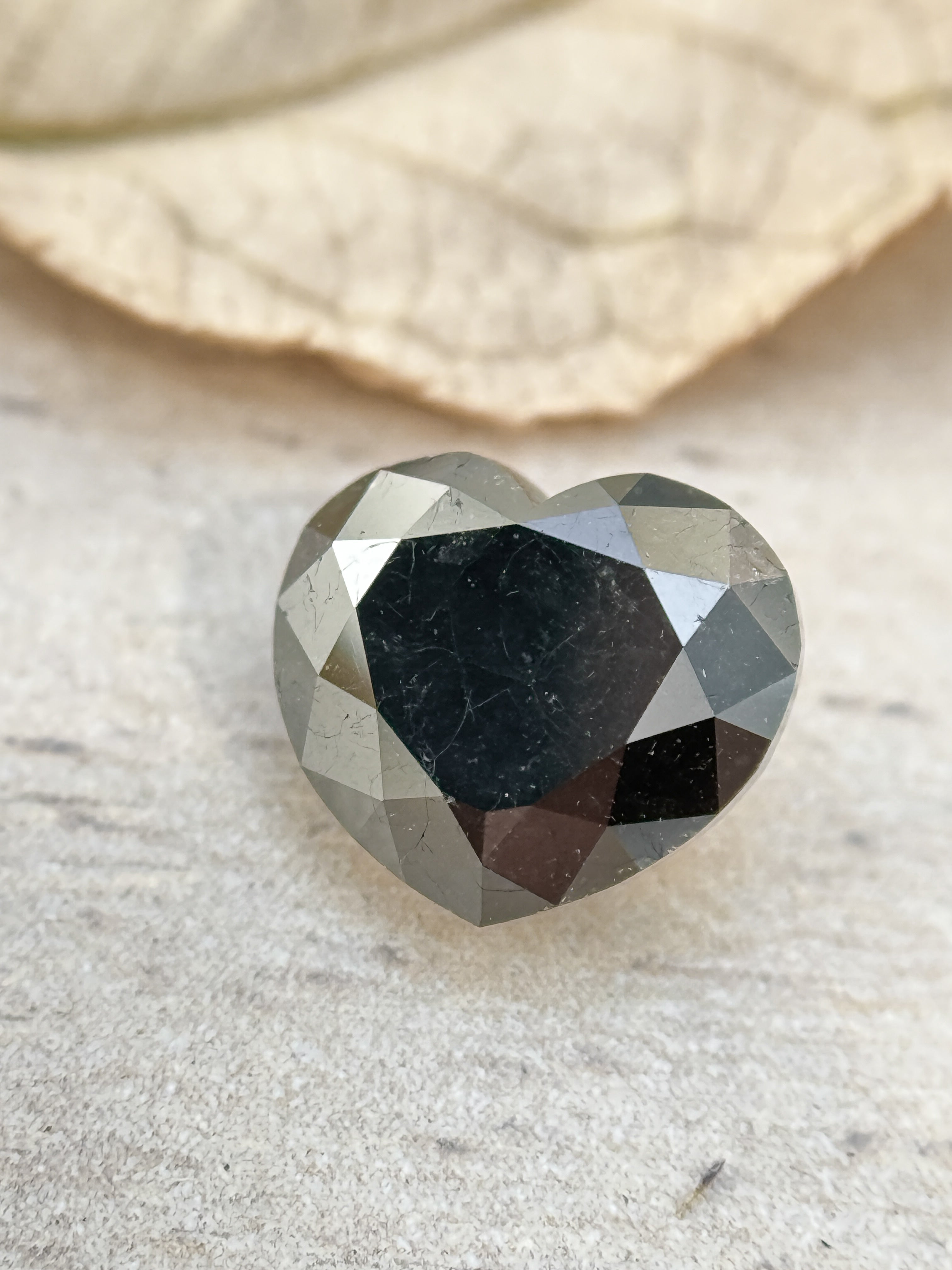 1.64 Ct Heart Rose Cut Black Natural Fancy Diamond