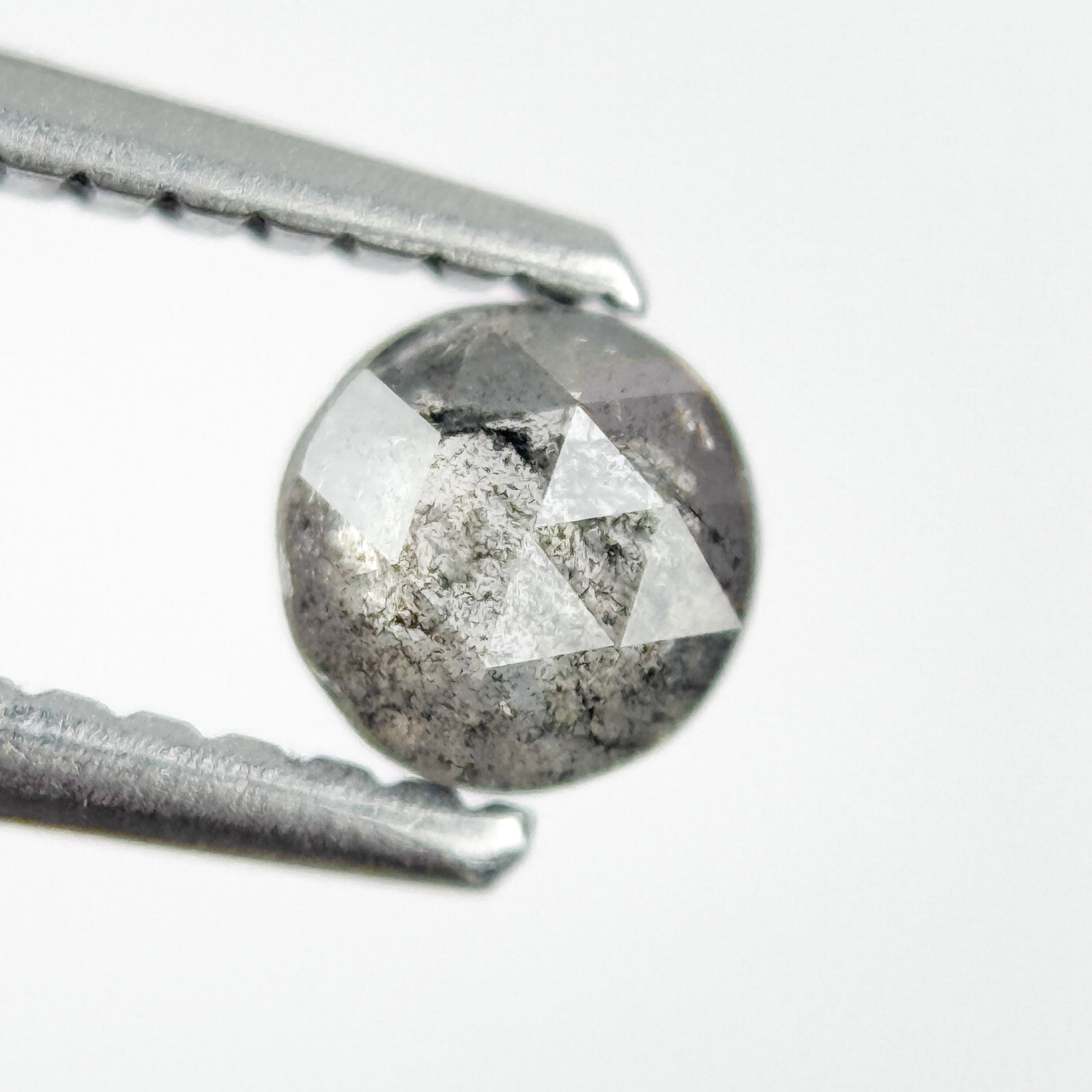 0.34 Ct Round Rose Cut Grey Natural Salt and Pepper Diamond