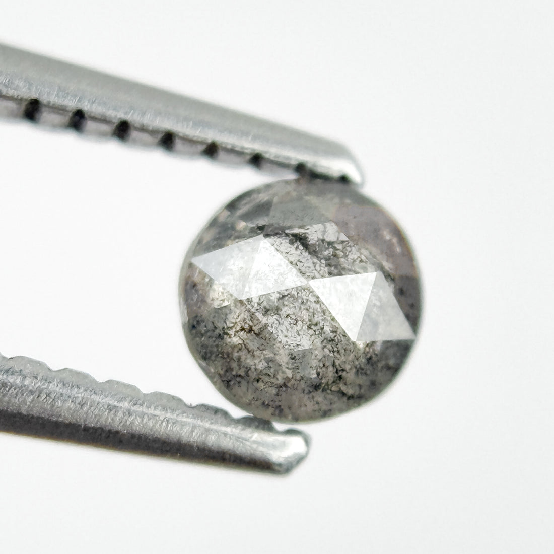 0.34 Ct Round Rose Cut Grey Natural Salt and Pepper Diamond
