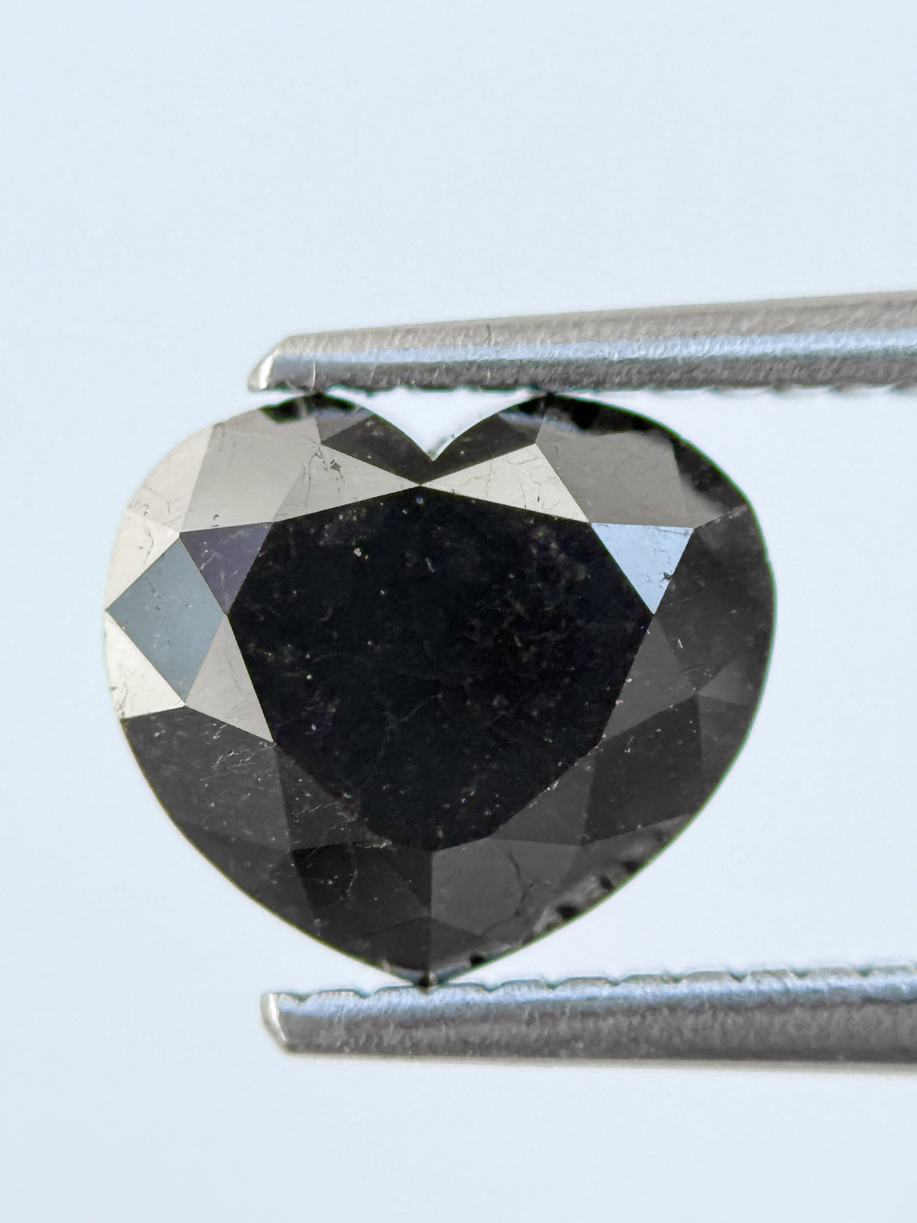 1.64 Ct Heart Rose Cut Black Natural Fancy Diamond