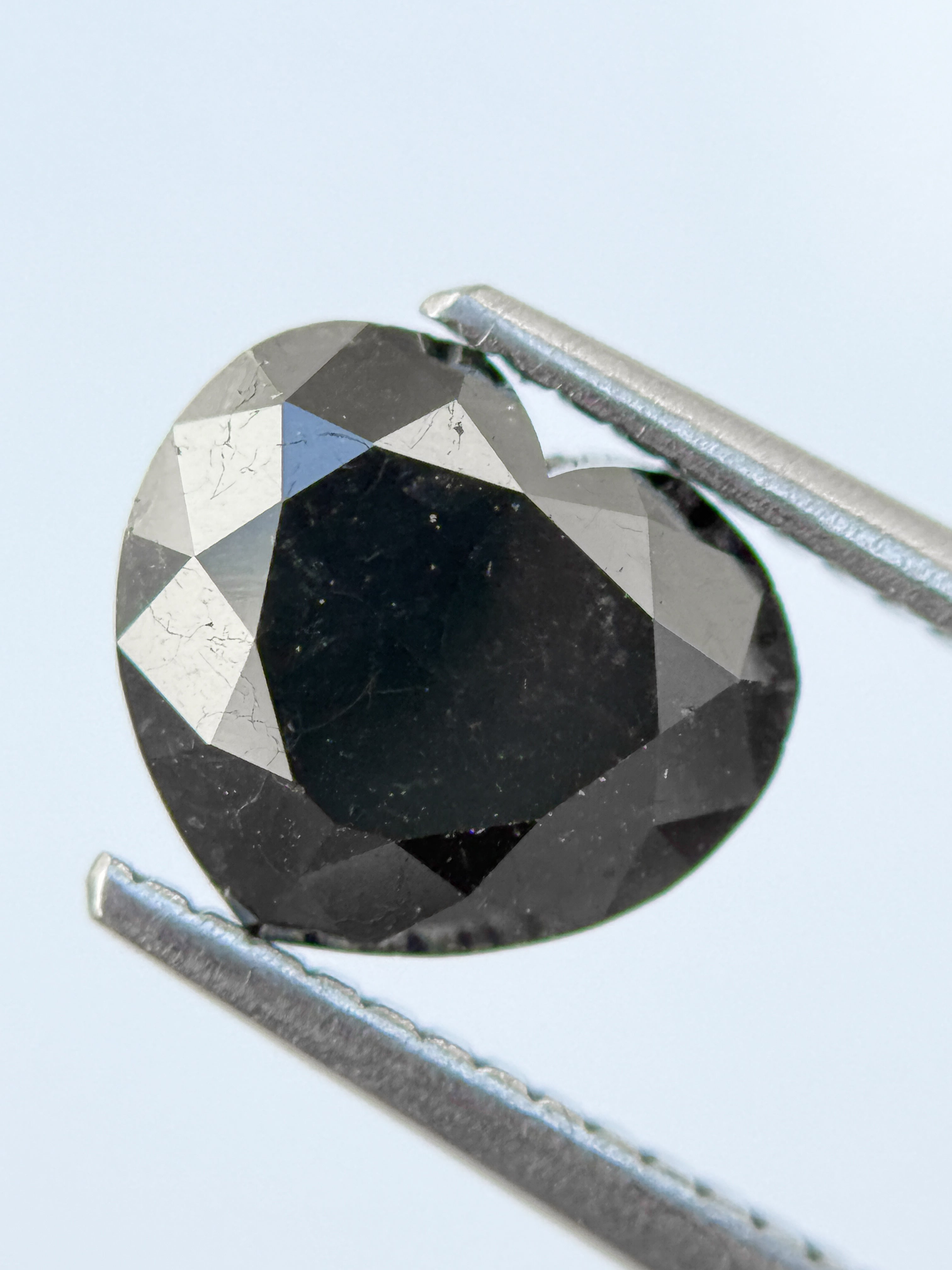 1.64 Ct Heart Rose Cut Black Natural Fancy Diamond