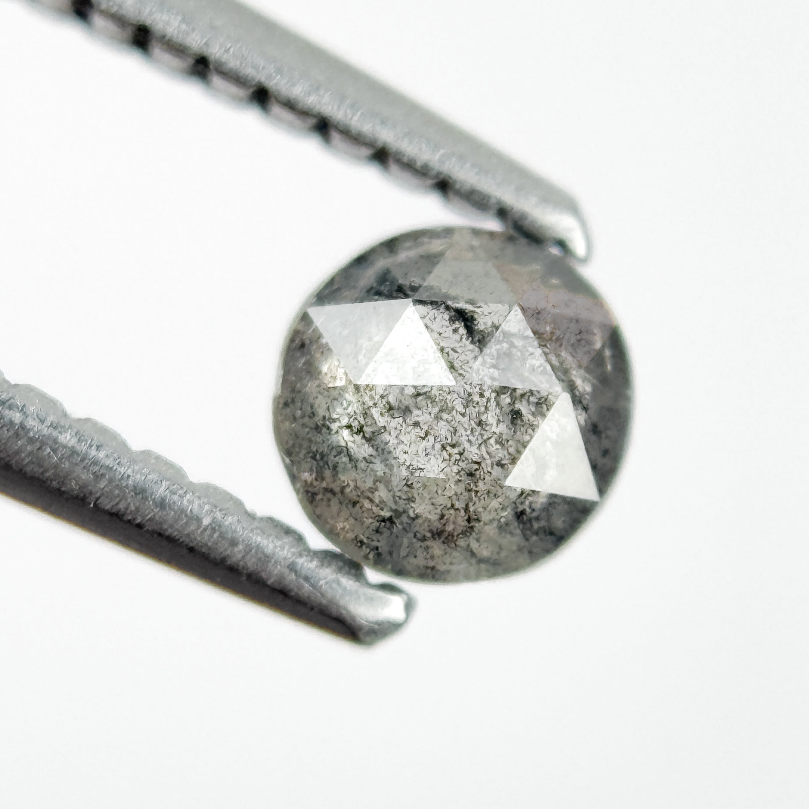 0.34 Ct Round Rose Cut Grey Natural Salt and Pepper Diamond
