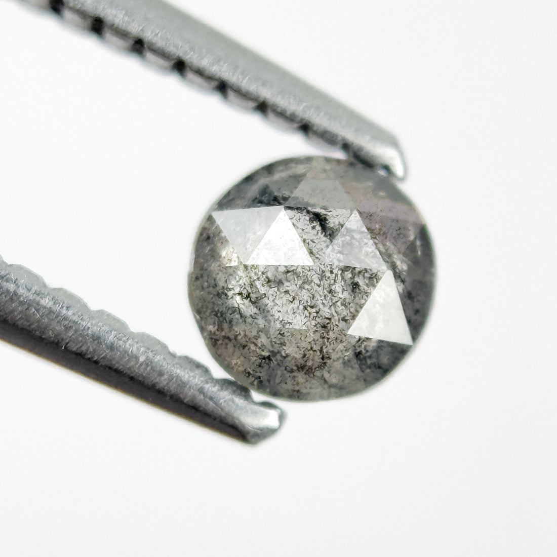 0.34 Ct Round Rose Cut Grey Natural Salt and Pepper Diamond