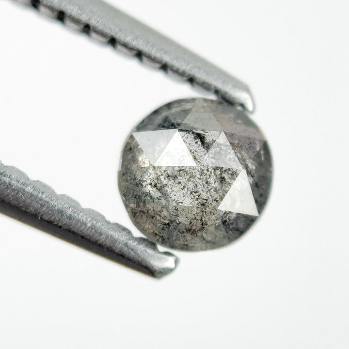 0.34 Ct Round Rose Cut Grey Natural Salt and Pepper Diamond