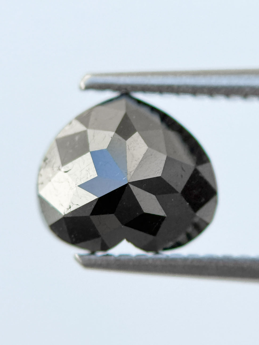 1.64 Ct Heart Rose Cut Black Natural Fancy Diamond