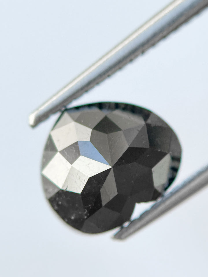 1.64 Ct Heart Rose Cut Black Natural Fancy Diamond