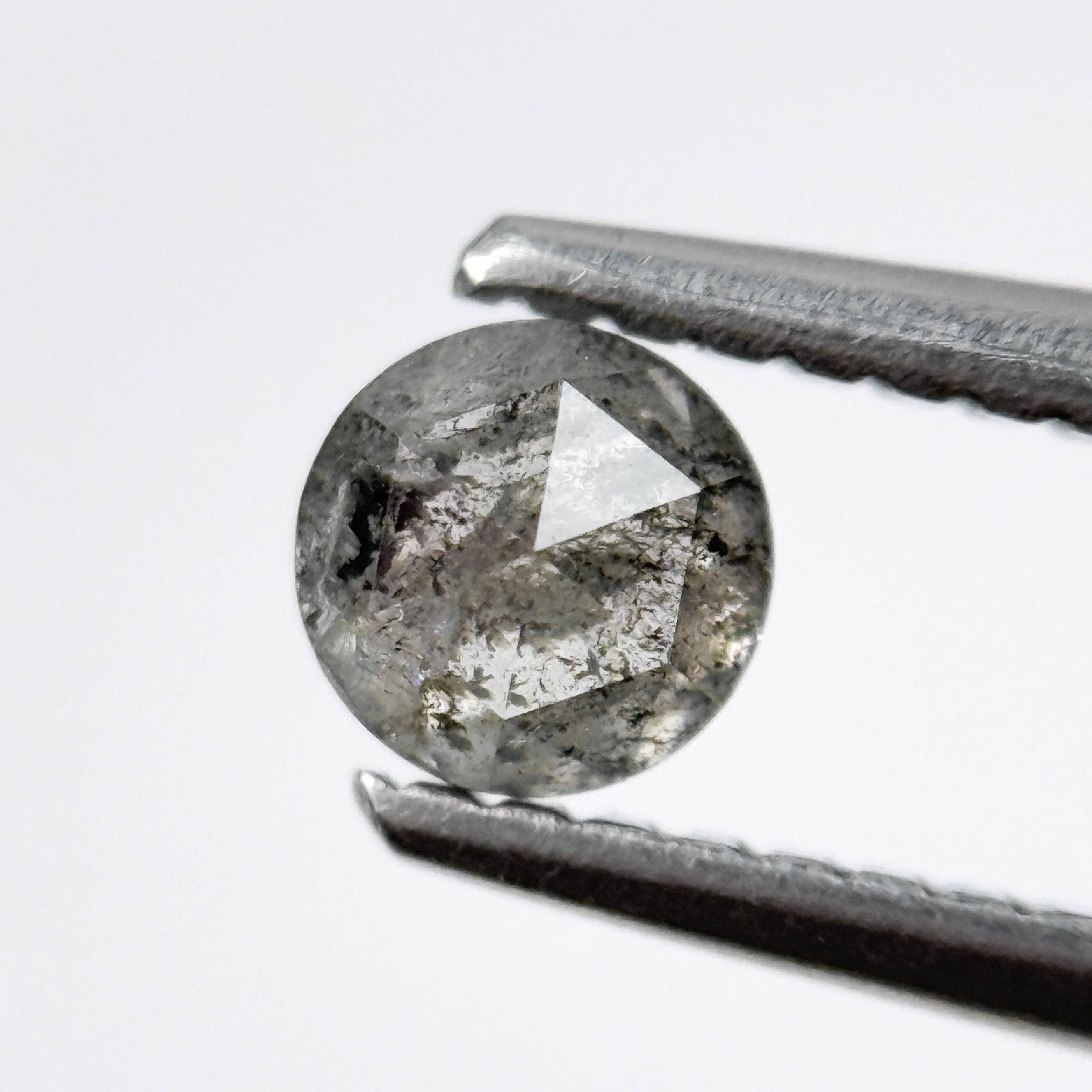 0.41 Ct Round Rose Cut Grey Natural Salt and Pepper Diamond