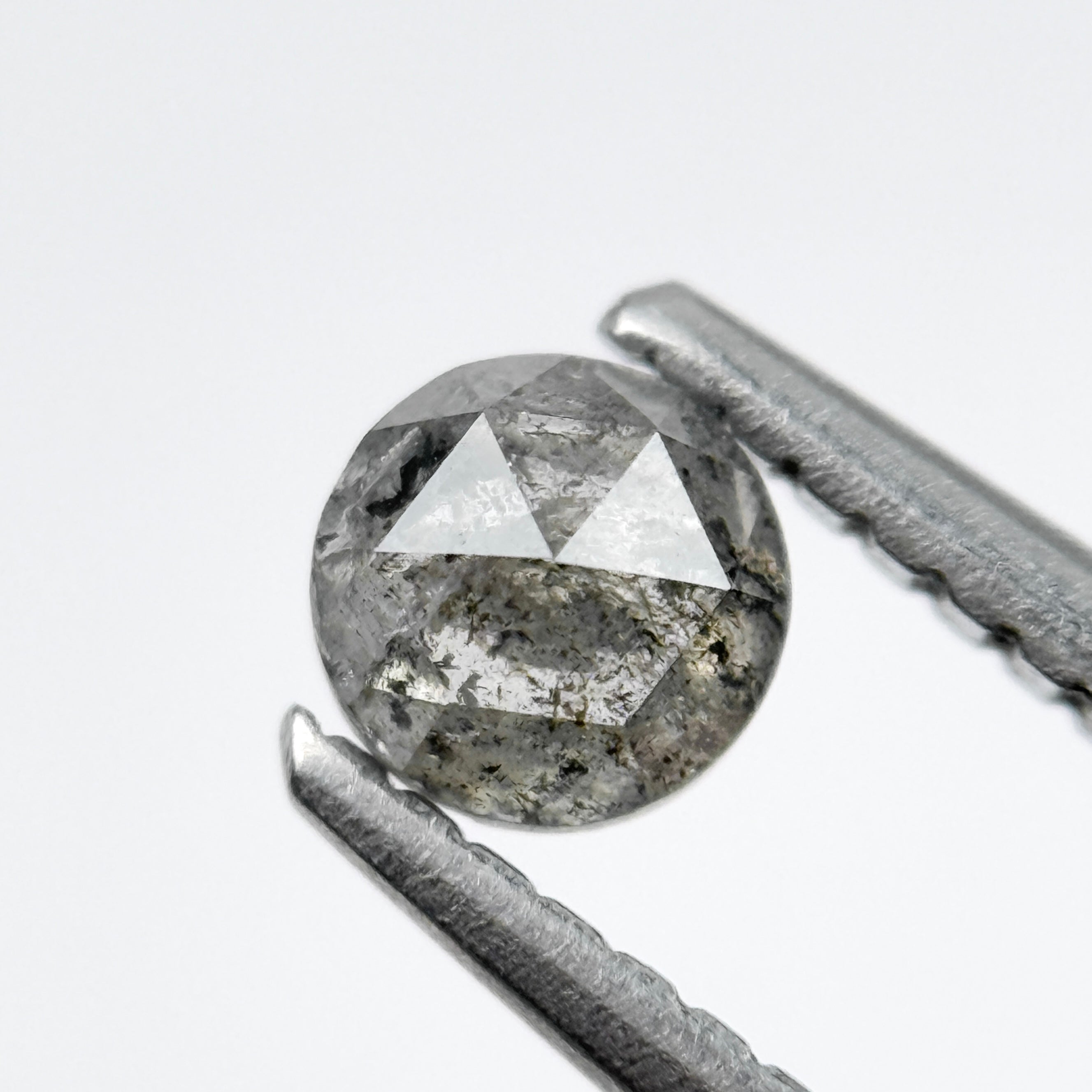 0.41 Ct Round Rose Cut Grey Natural Salt and Pepper Diamond