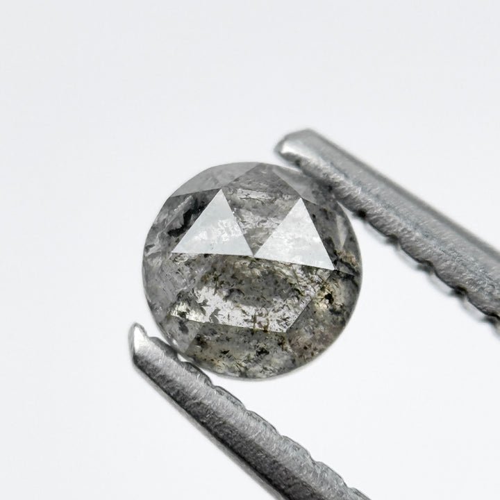 0.41 Ct Round Rose Cut Grey Natural Salt and Pepper Diamond