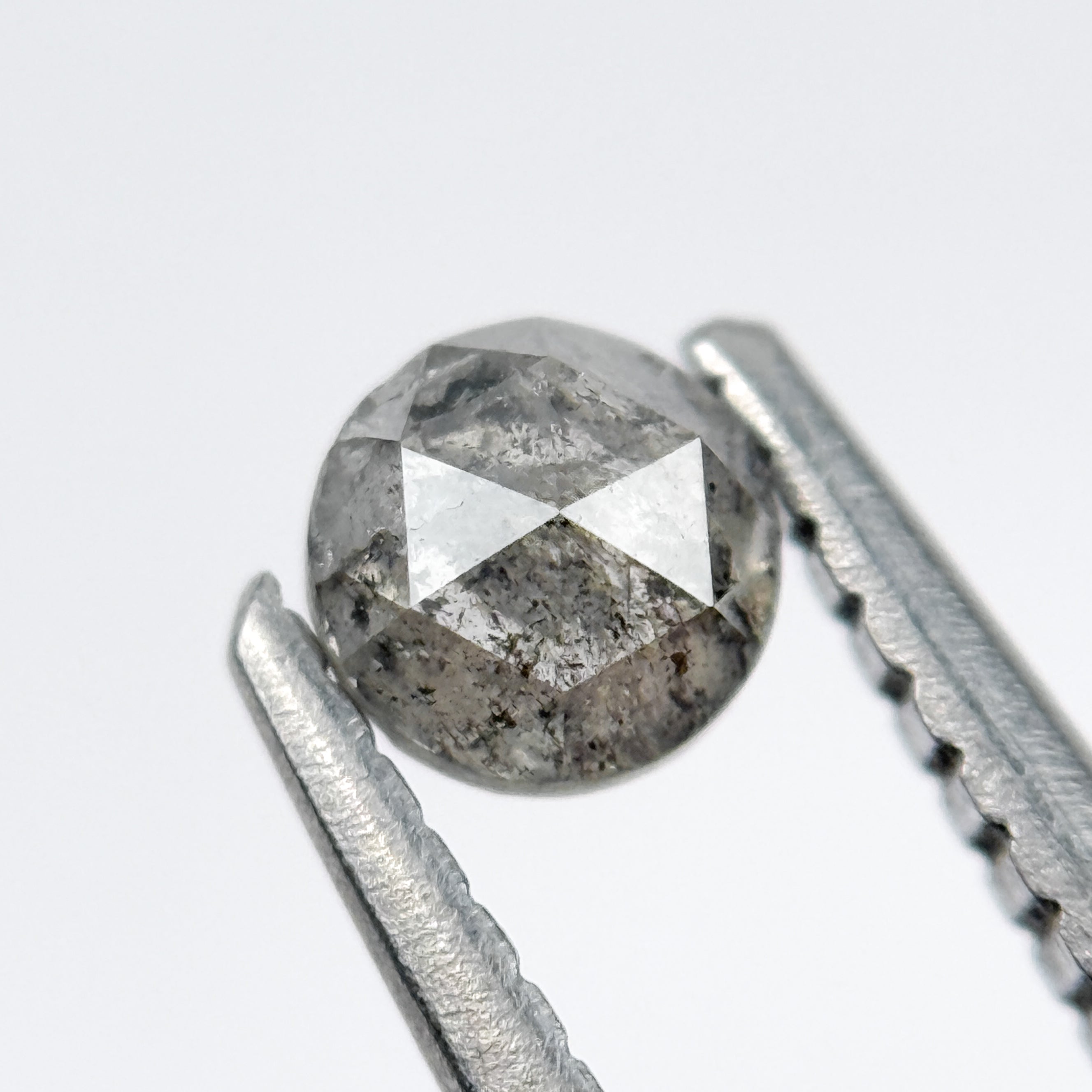 0.41 Ct Round Rose Cut Grey Natural Salt and Pepper Diamond