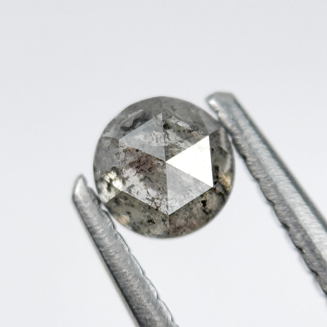 0.41 Ct Round Rose Cut Grey Natural Salt and Pepper Diamond