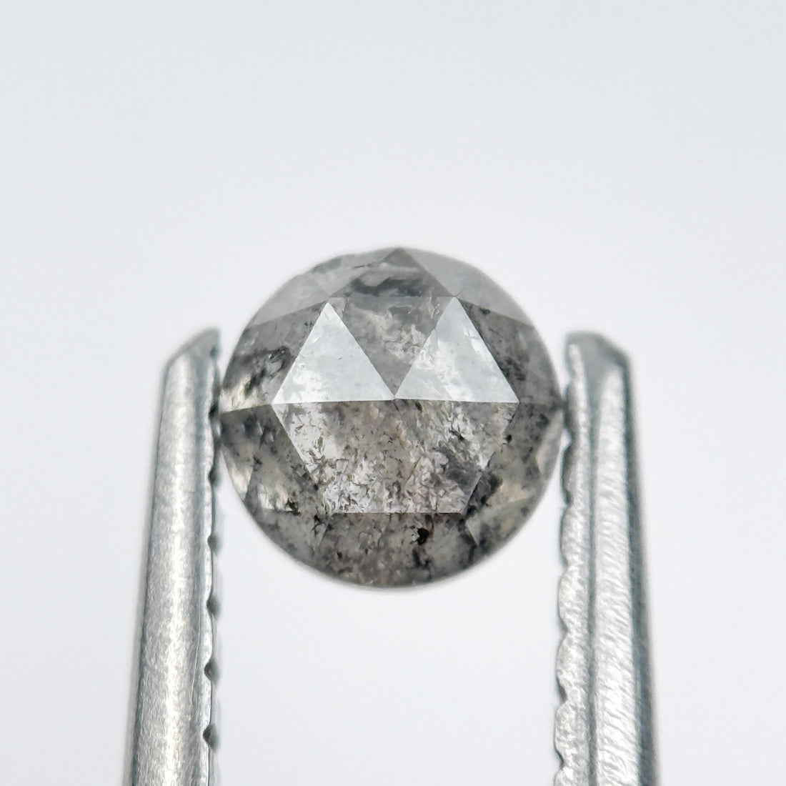 0.41 Ct Round Rose Cut Grey Natural Salt and Pepper Diamond