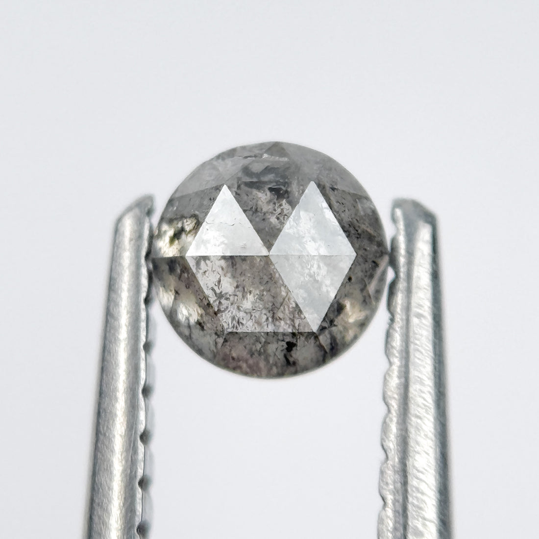 0.41 Ct Round Rose Cut Grey Natural Salt and Pepper Diamond