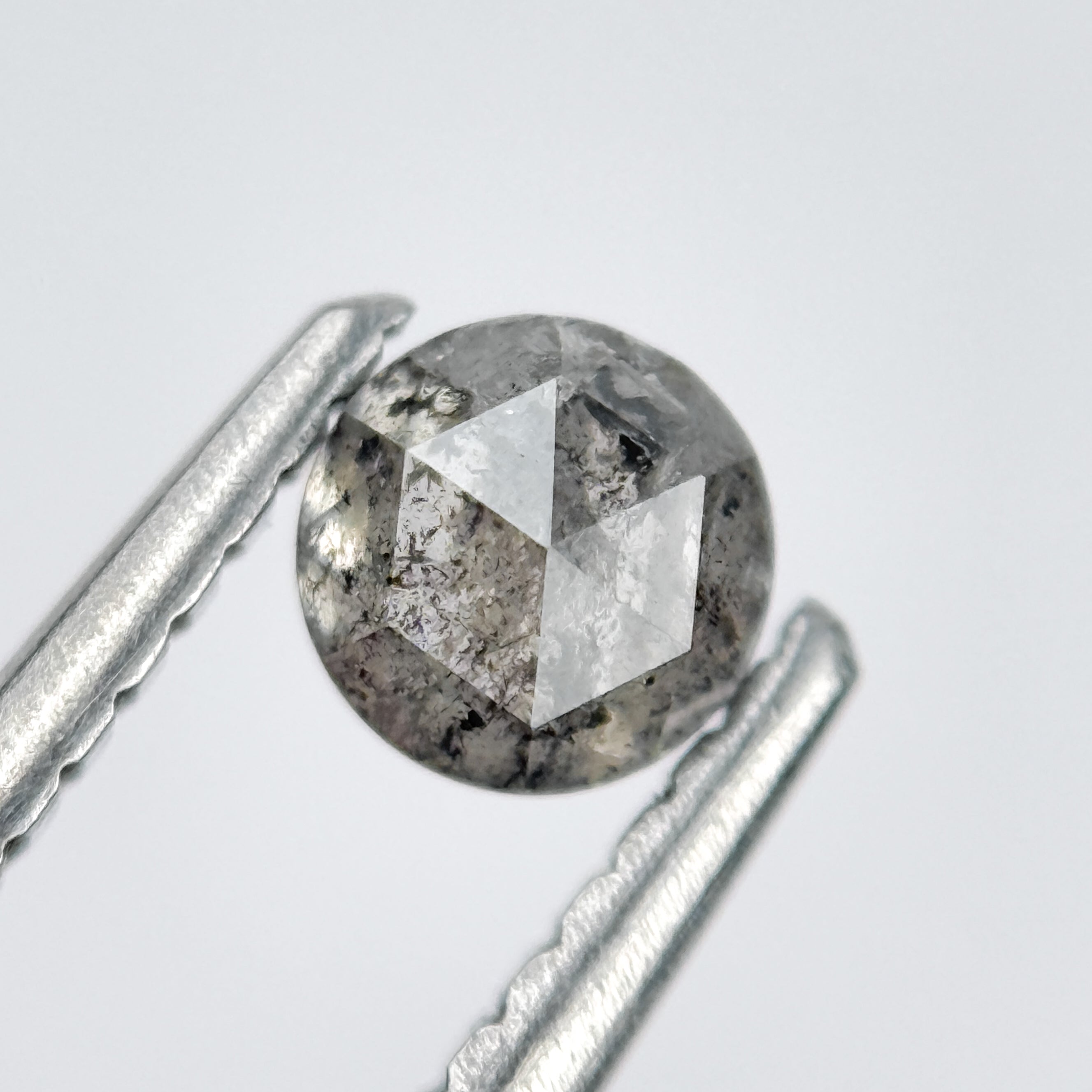 0.41 Ct Round Rose Cut Grey Natural Salt and Pepper Diamond
