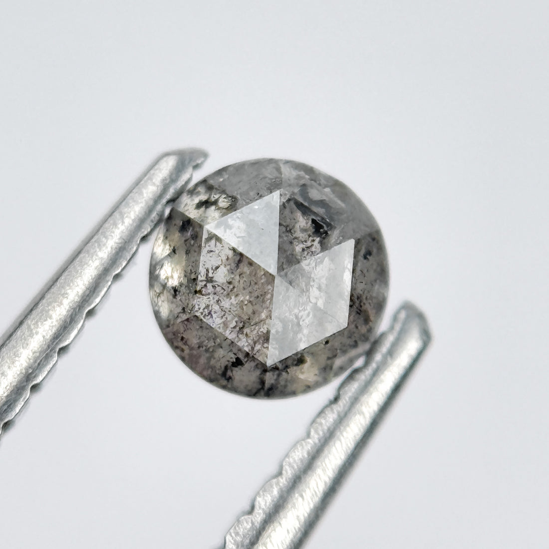 0.41 Ct Round Rose Cut Grey Natural Salt and Pepper Diamond