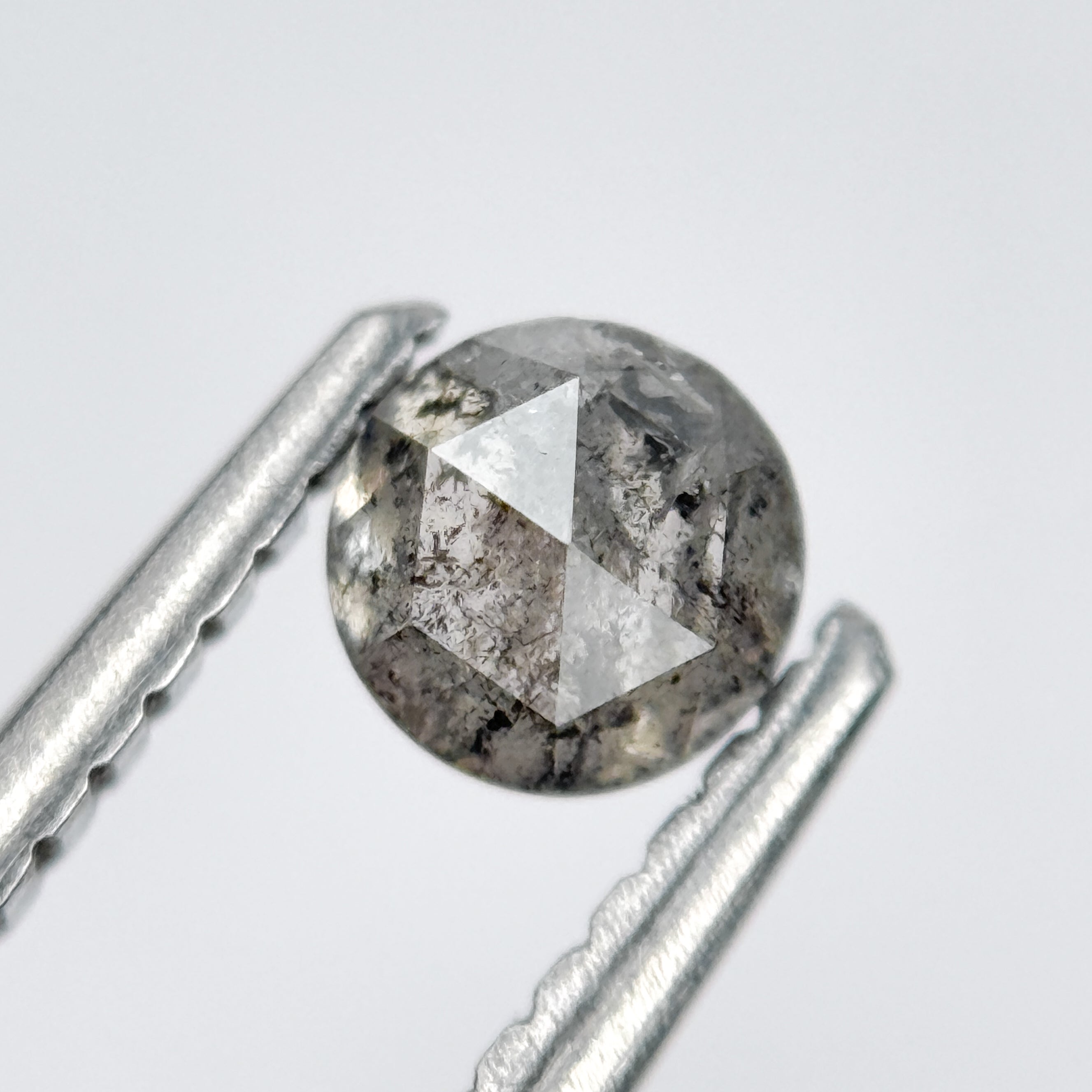 0.41 Ct Round Rose Cut Grey Natural Salt and Pepper Diamond