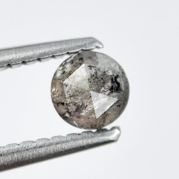 0.41 Ct Round Rose Cut Grey Natural Salt and Pepper Diamond