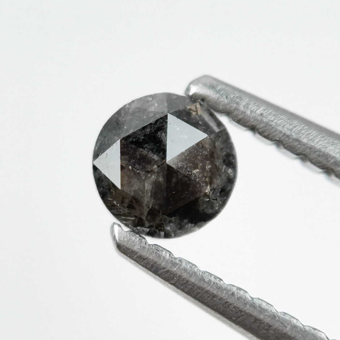 0.23 Ct Round Rose Cut Black Natural Salt and Pepper Diamond