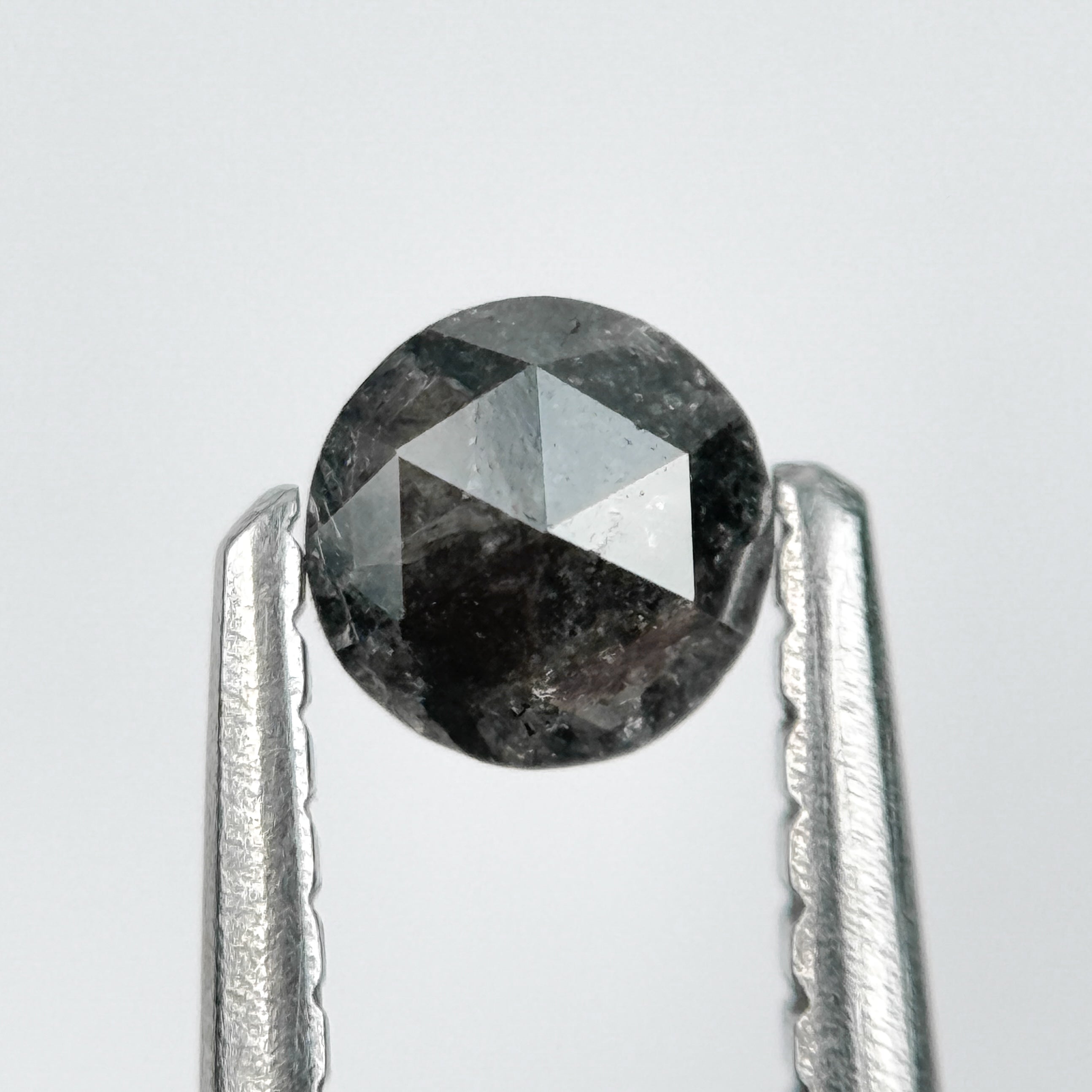 0.23 Ct Round Rose Cut Black Natural Salt and Pepper Diamond