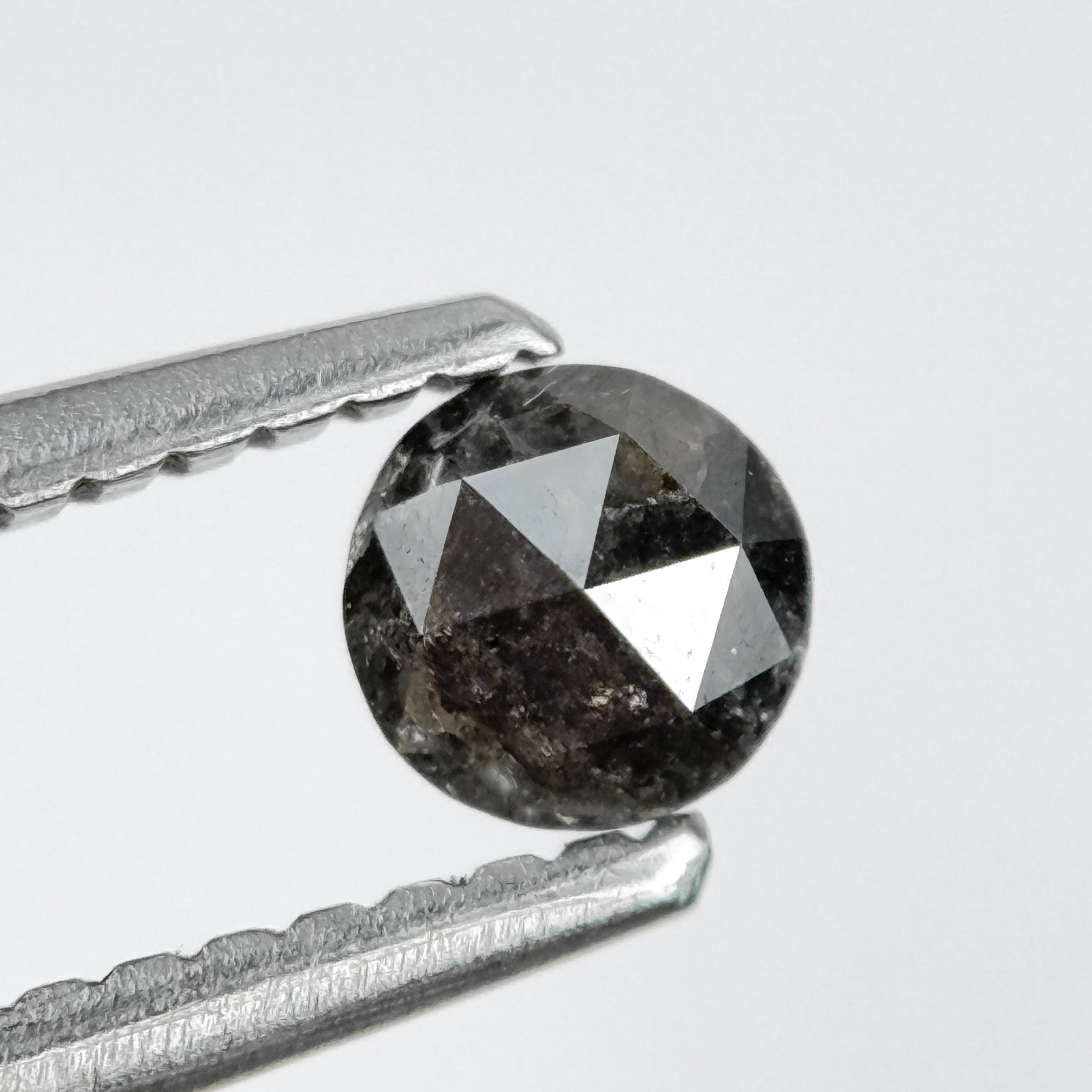 0.23 Ct Round Rose Cut Black Natural Salt and Pepper Diamond