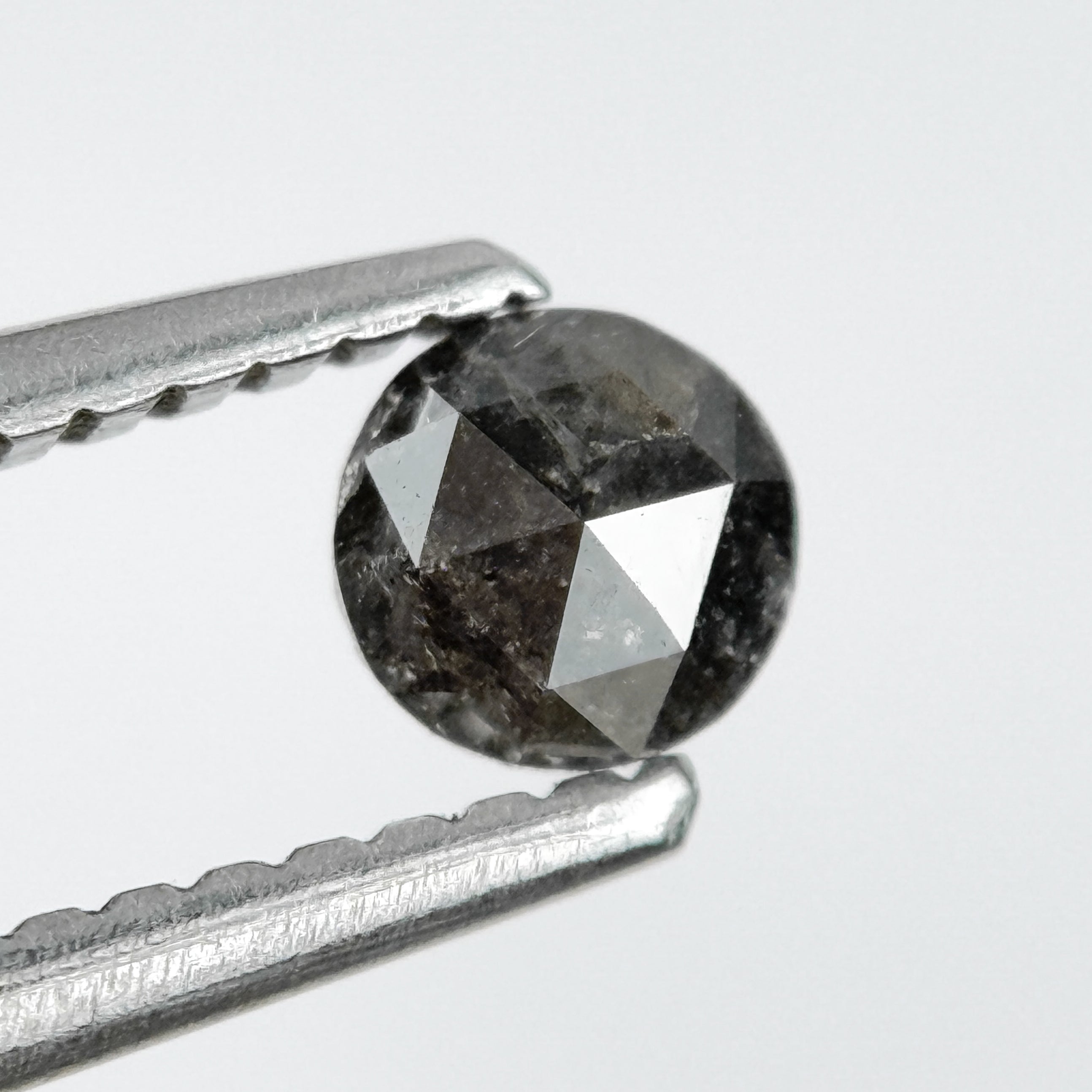 0.23 Ct Round Rose Cut Black Natural Salt and Pepper Diamond