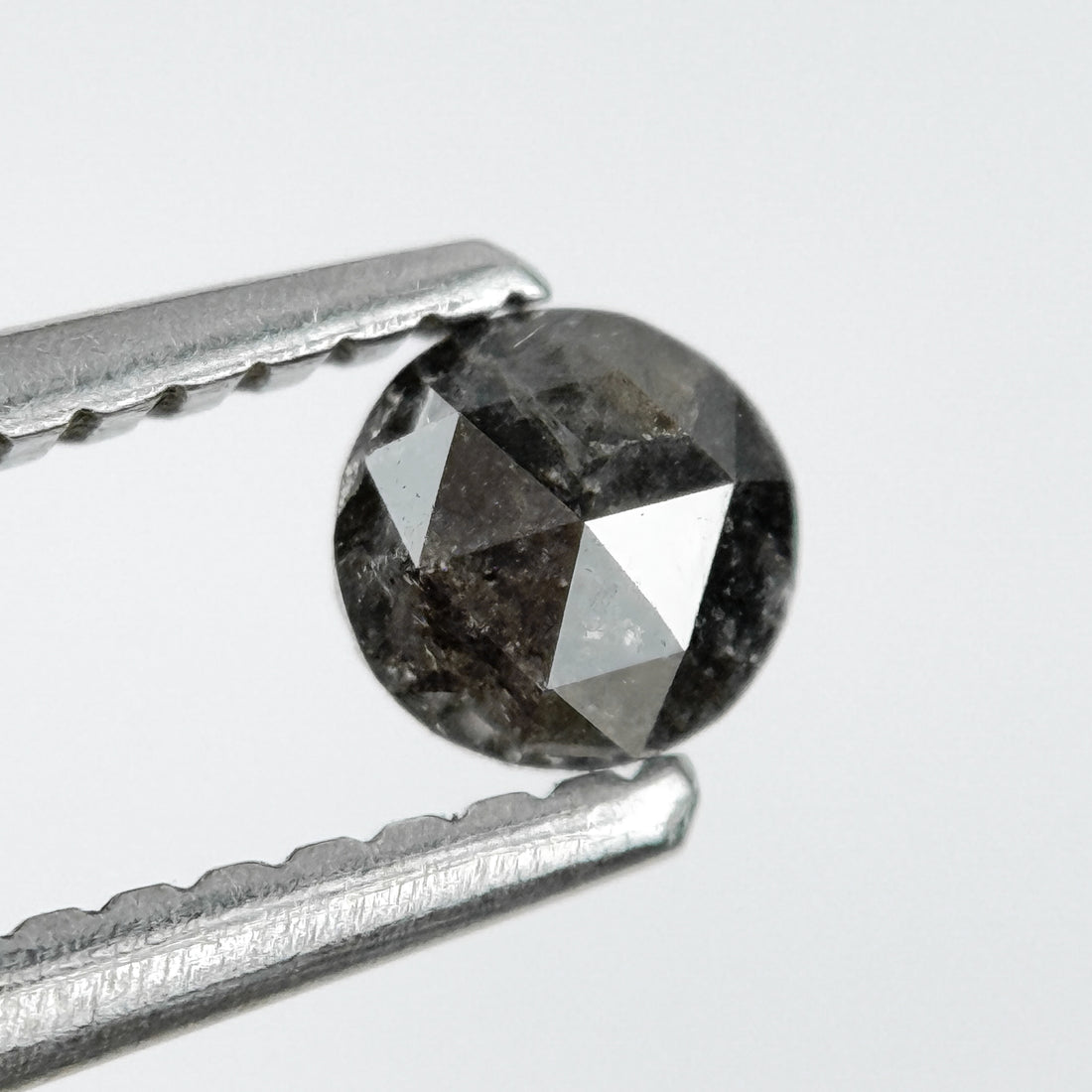 0.23 Ct Round Rose Cut Black Natural Salt and Pepper Diamond