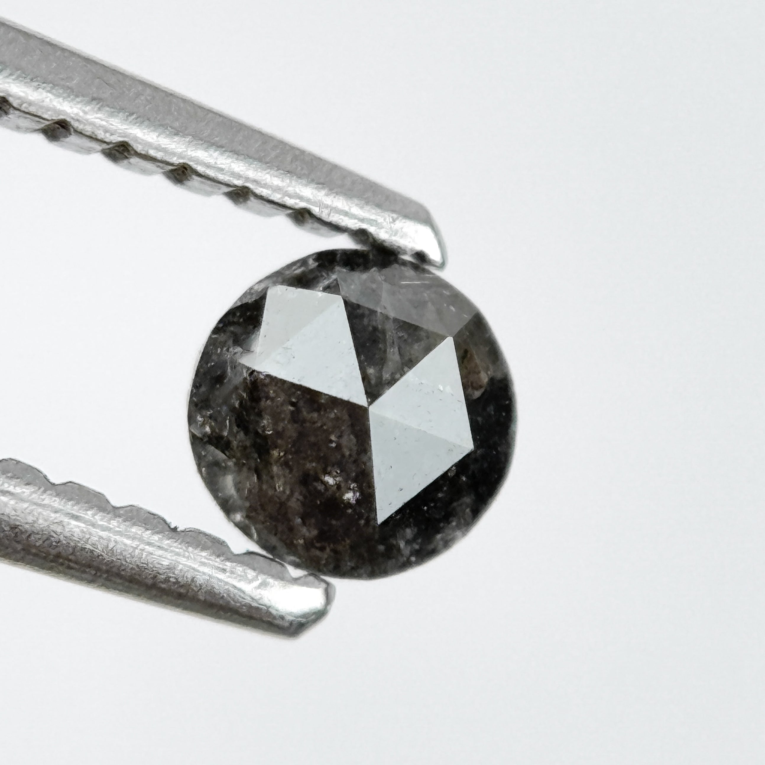 0.23 Ct Round Rose Cut Black Natural Salt and Pepper Diamond